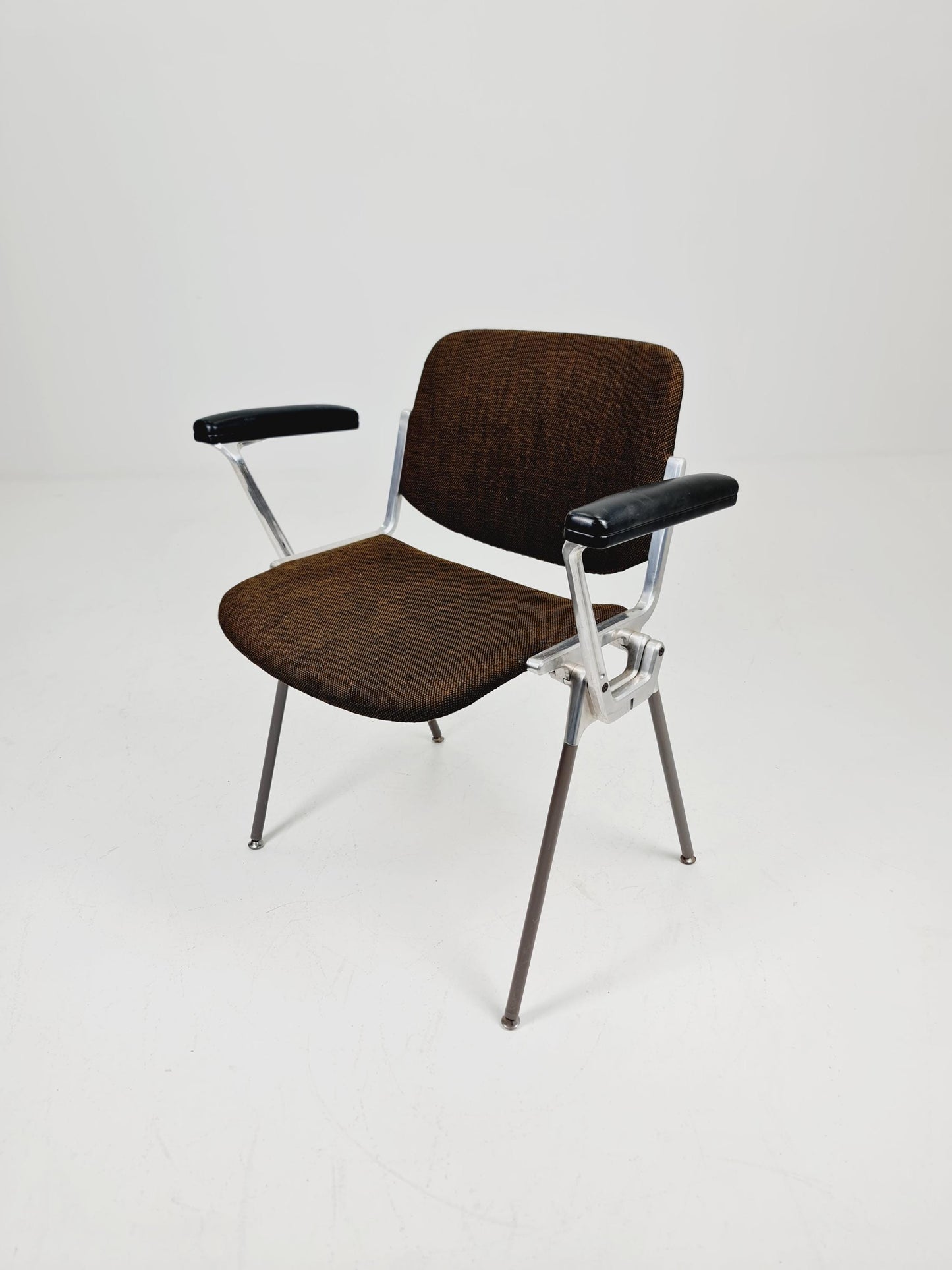 Italian Brown Fabric Castelli arm chairs by Giancarlo Piretti, 1970s