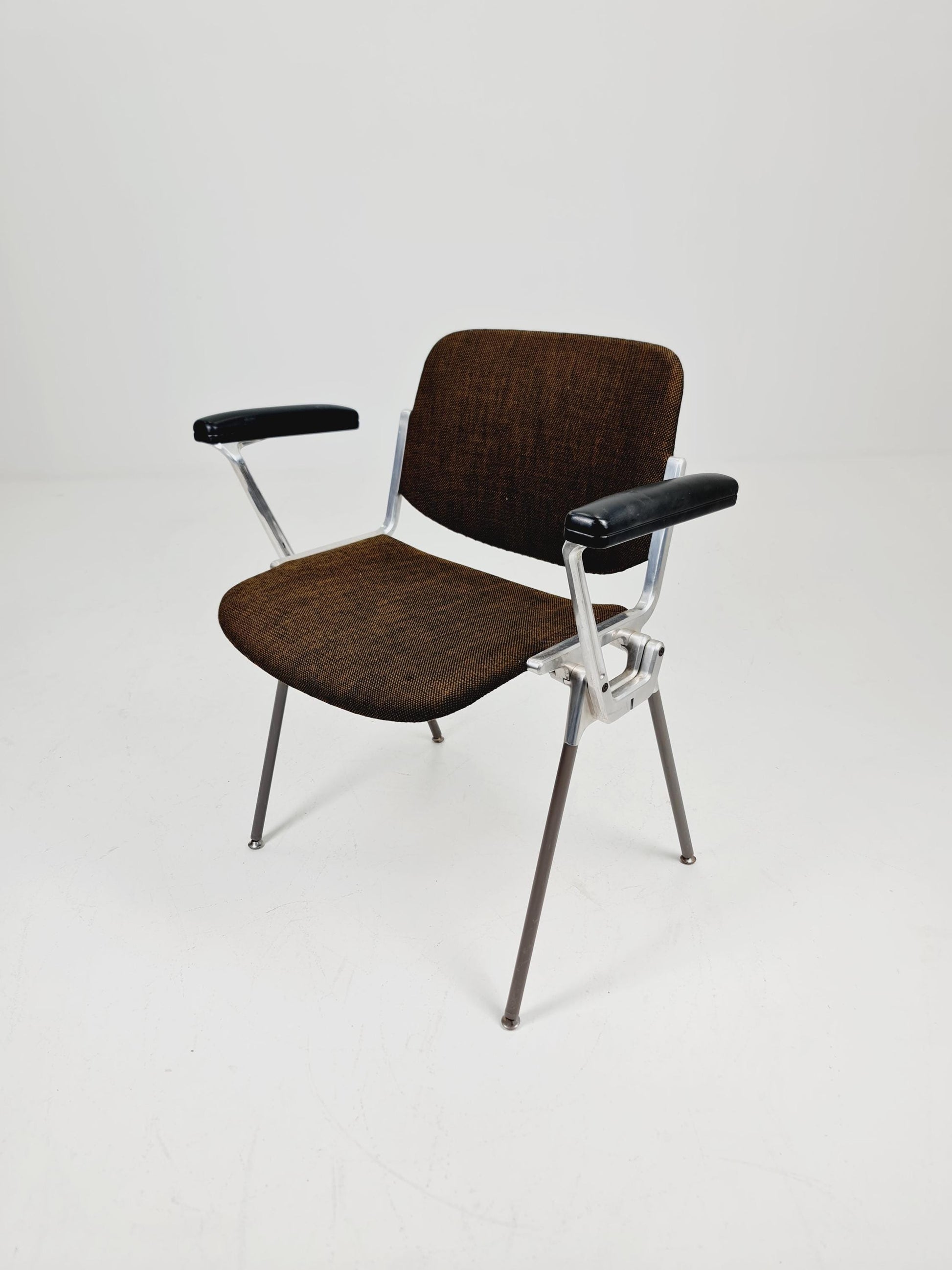 Italian Brown Fabric Castelli arm chairs by Giancarlo Piretti, 1970s