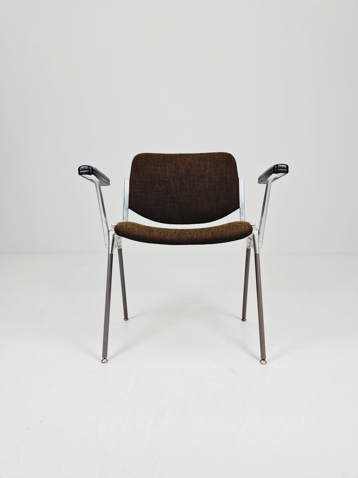 Italian Brown Fabric Castelli arm chairs by Giancarlo Piretti, 1970s