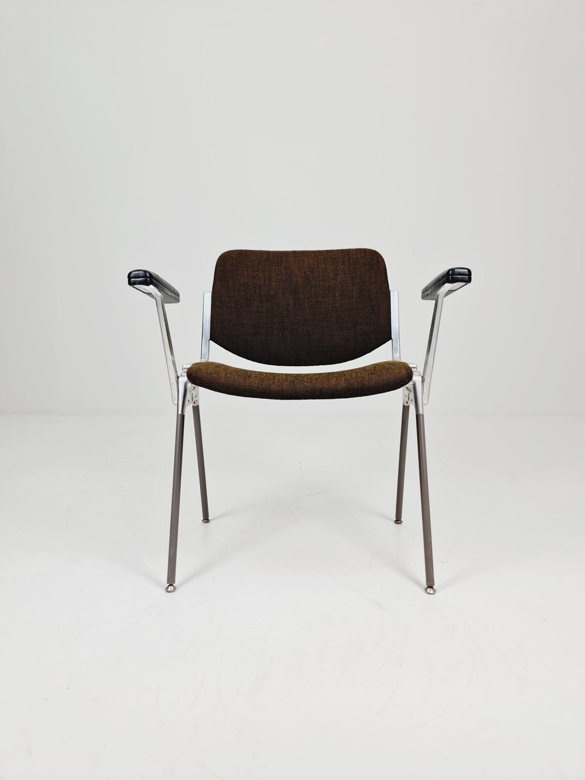 Italian Brown Fabric Castelli arm chairs by Giancarlo Piretti, 1970s