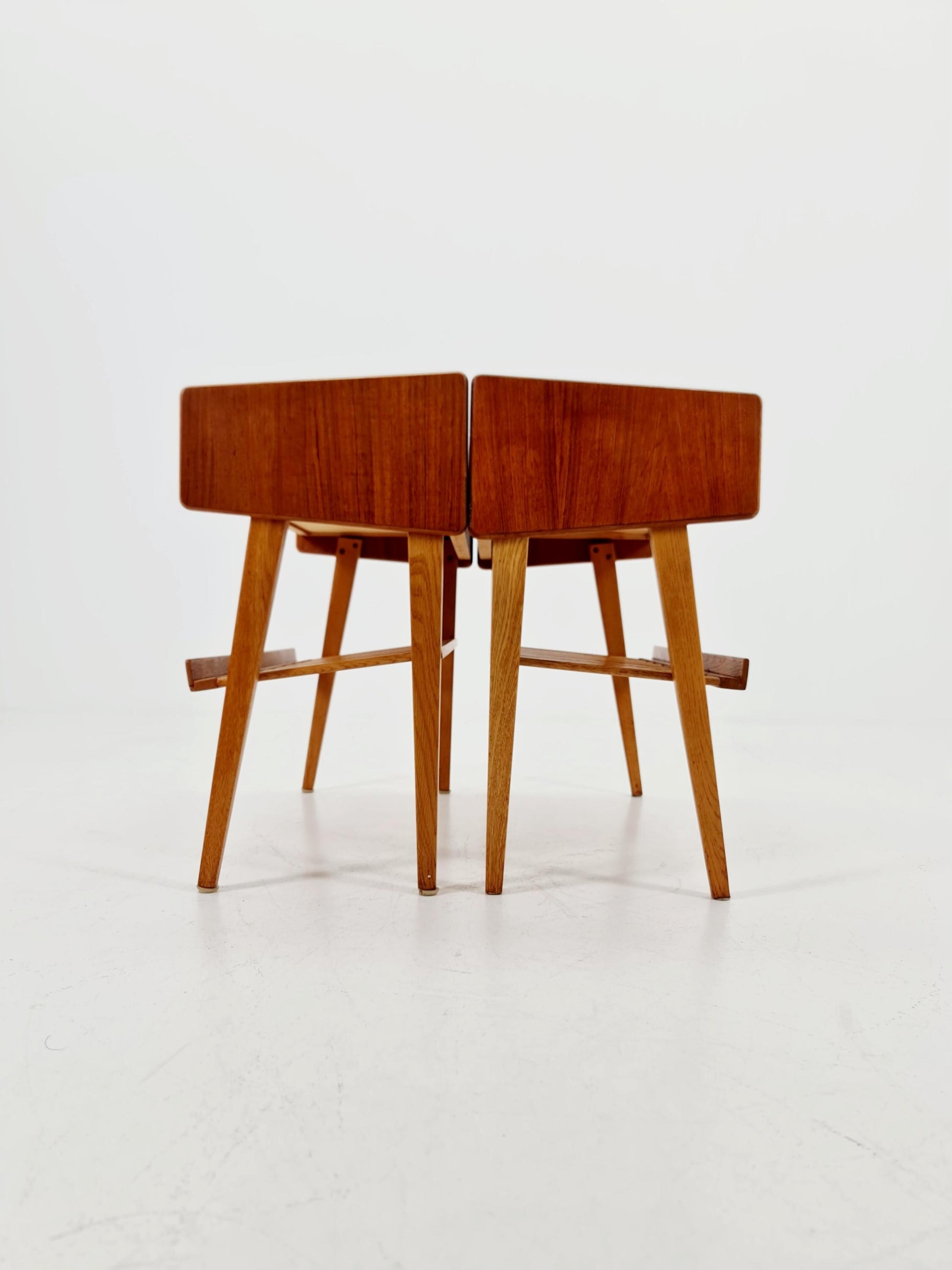 Midcentury Danish teak & oak vintage Side table/ Bedside table/ Night stands set of 2, 1960s