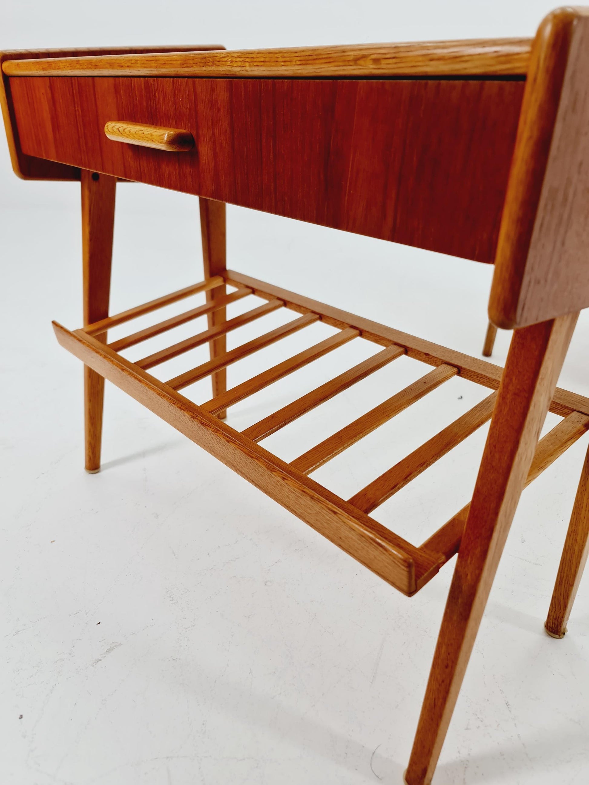 Midcentury Danish teak & oak vintage Side table/ Bedside table/ Night stands set of 2, 1960s