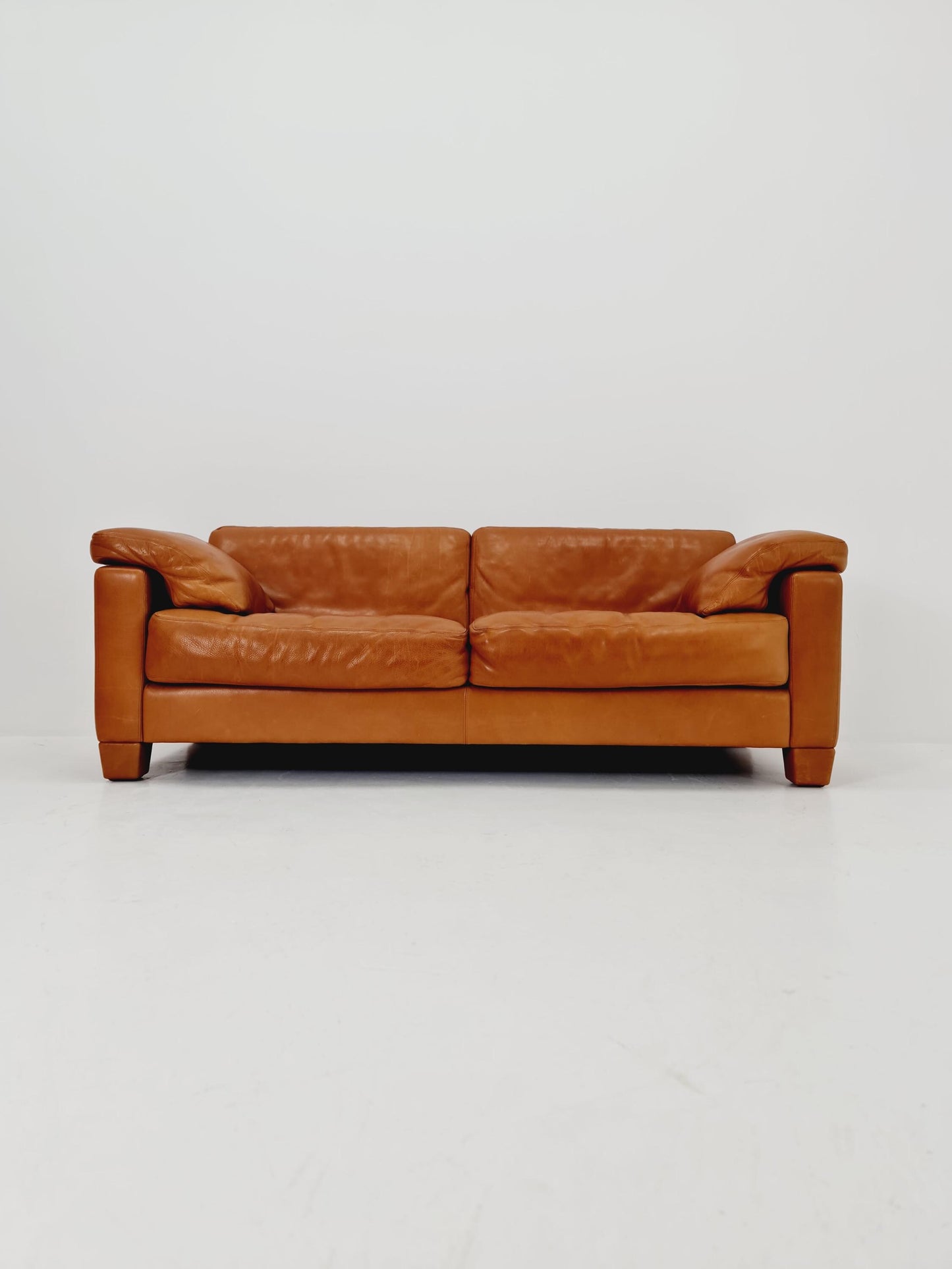 Vintage Swiss leather congac sofa by De Sede Ds 17 Switzerland, 1970s