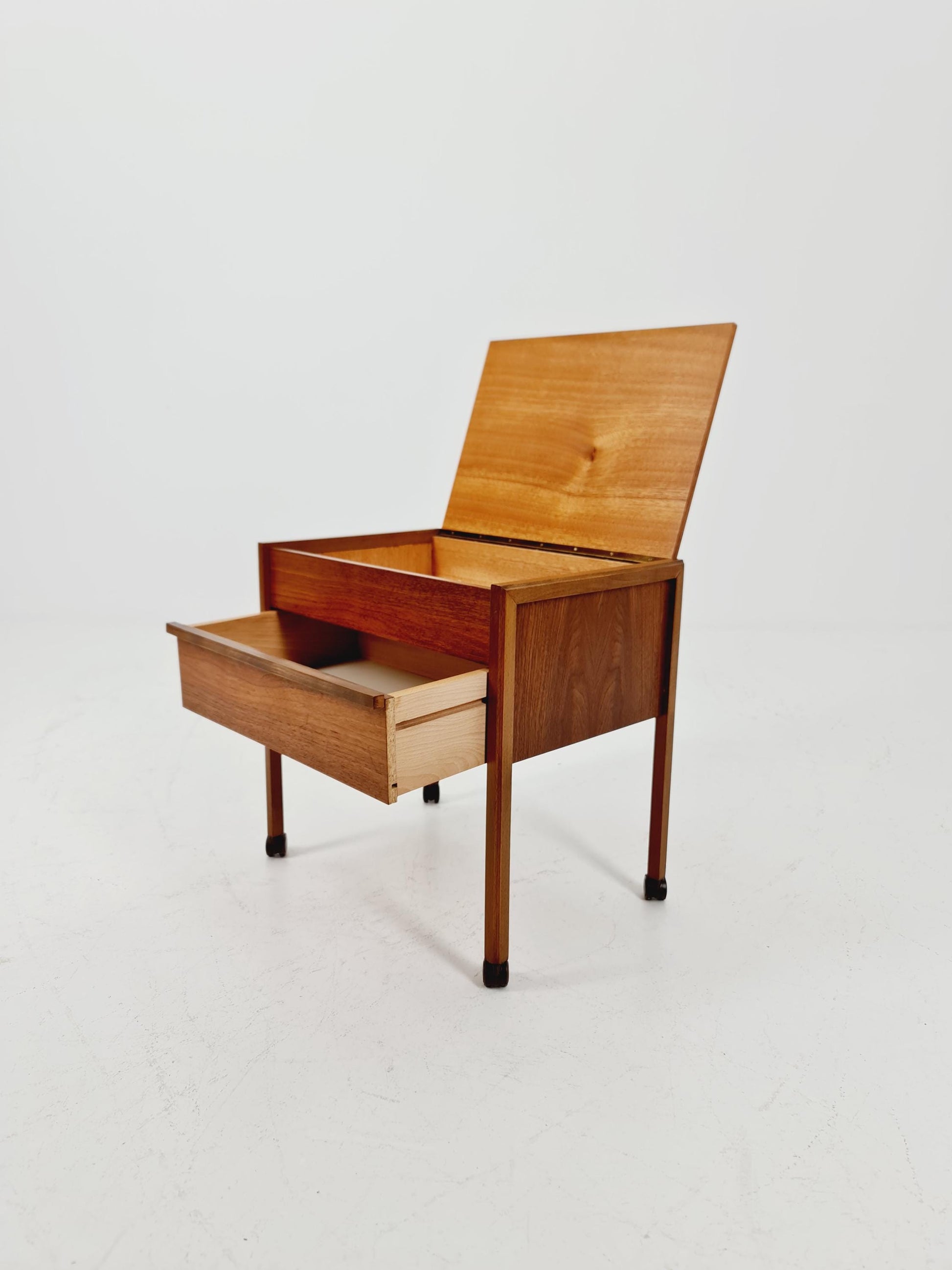 Vintage teak sweing table/ side table cabinet, 1960s