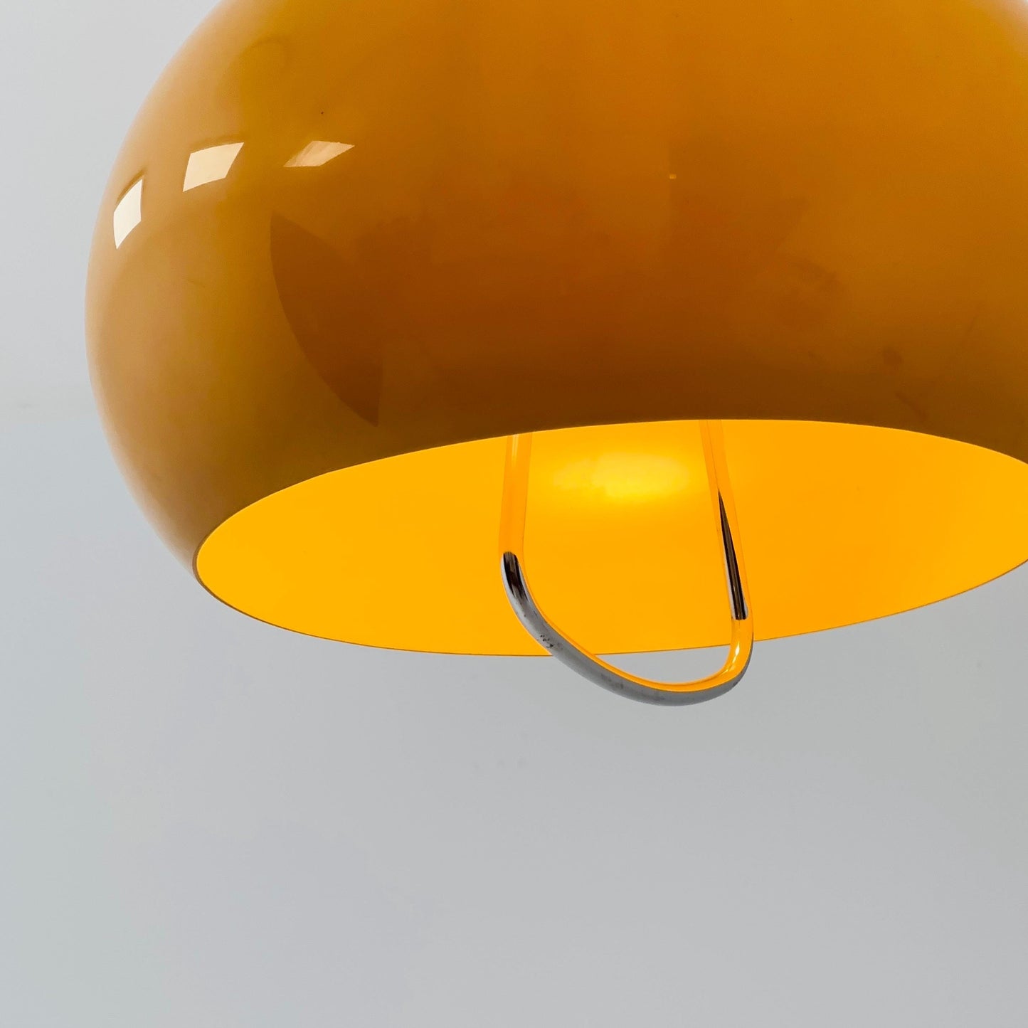 Mid century Harvey Guzzini Pendant Lamp, 1970s Italian Mid-Century Modern Dome Light in Caramel orange”