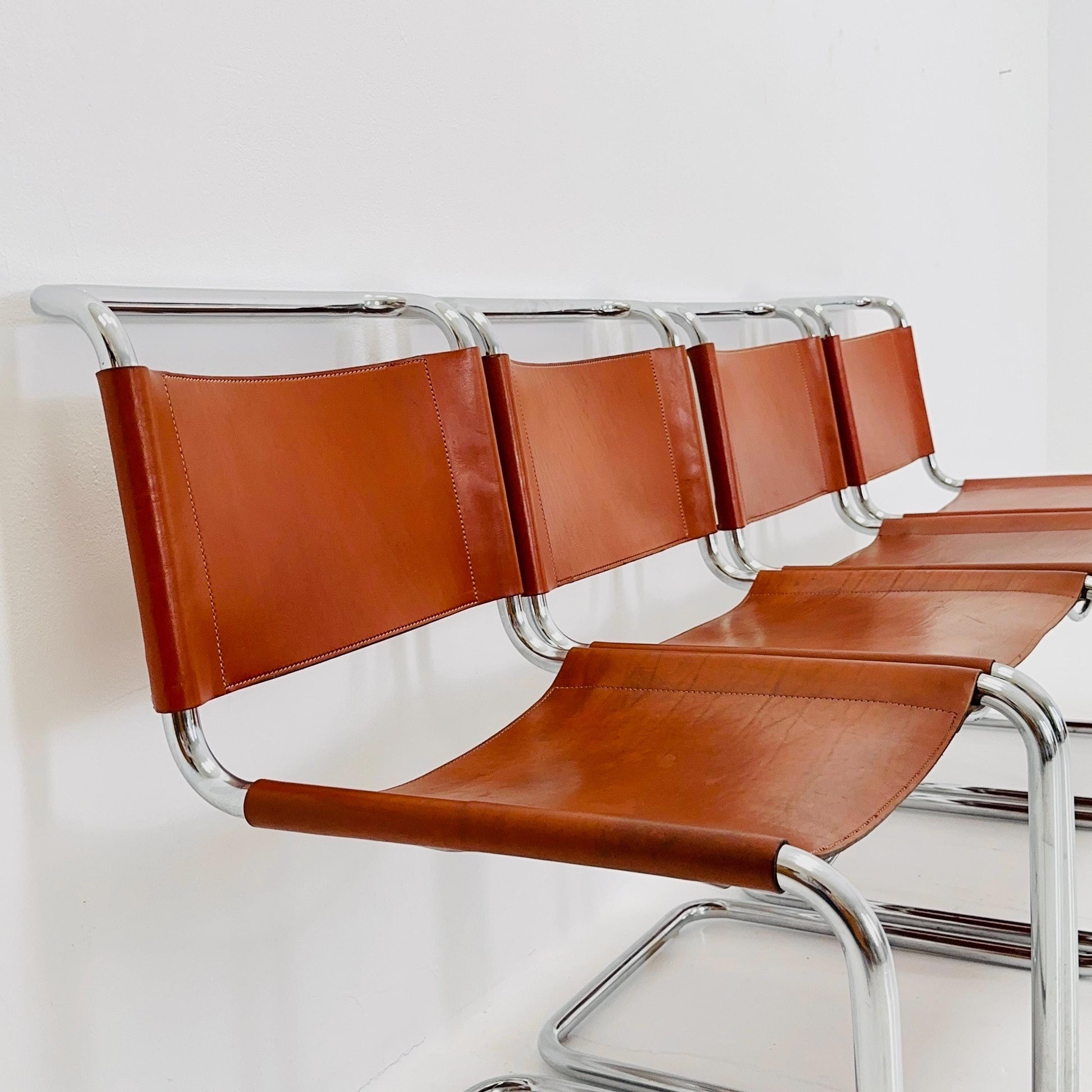 Set of 4 Bauhaus Mart Stam S33 Chairs by Fasem Italy, 1980s