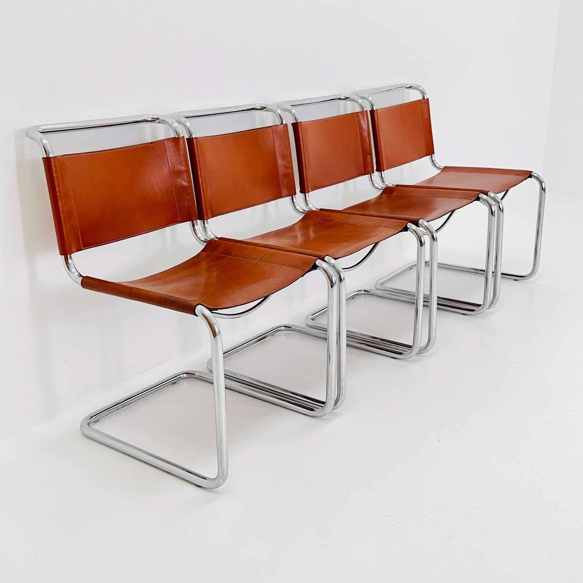 Set of 4 Bauhaus Mart Stam S33 Chairs by Fasem Italy, 1980s