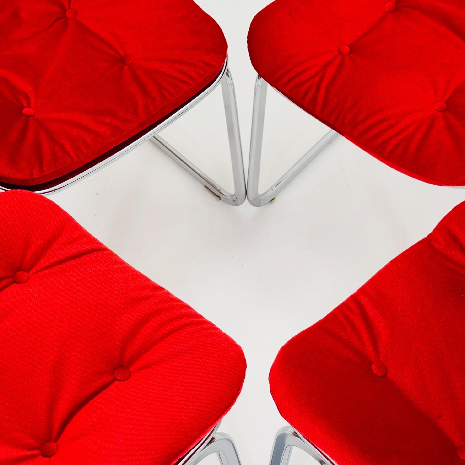Set of 4 Mid century chrome Dining Chairs by Gastone Rinaldi for Rima , Italy, 1980s