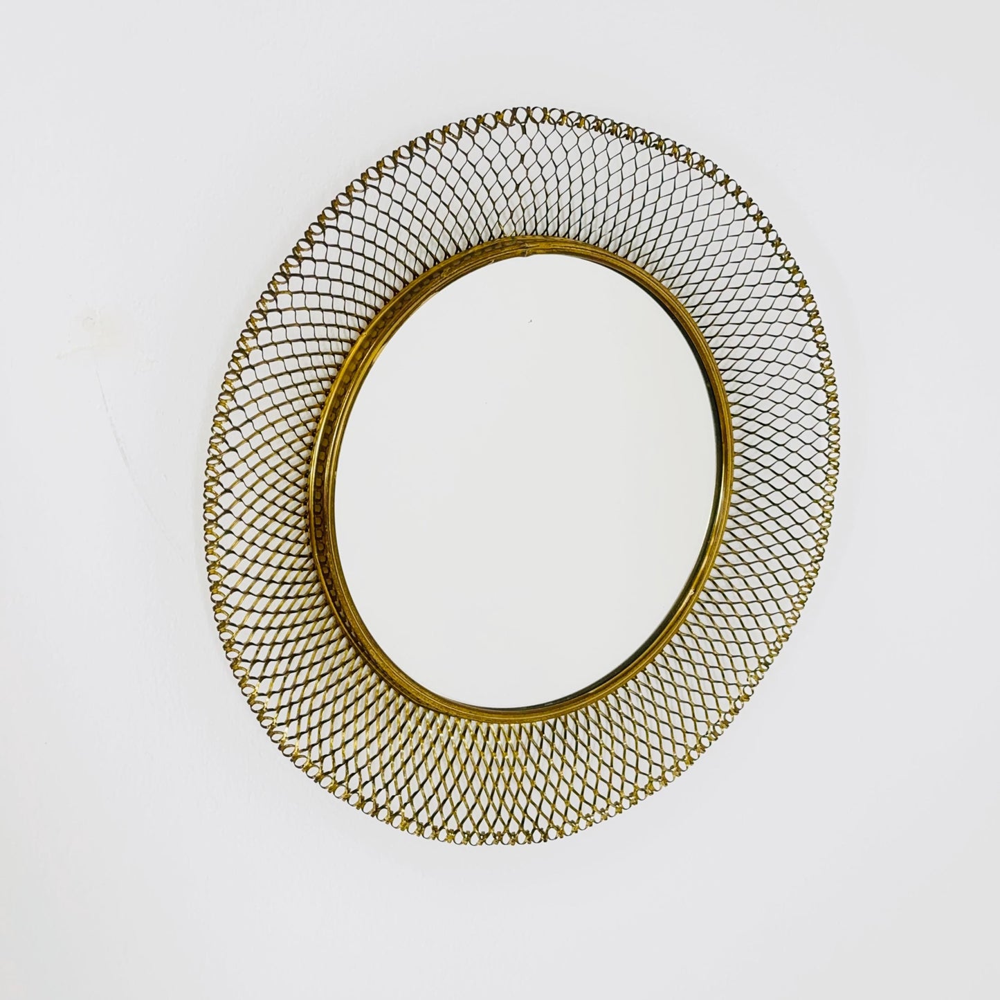 Mid-century wall mirror by Josef Frank Svenskt Tenn, Austria, Sweden, brass, 1950s