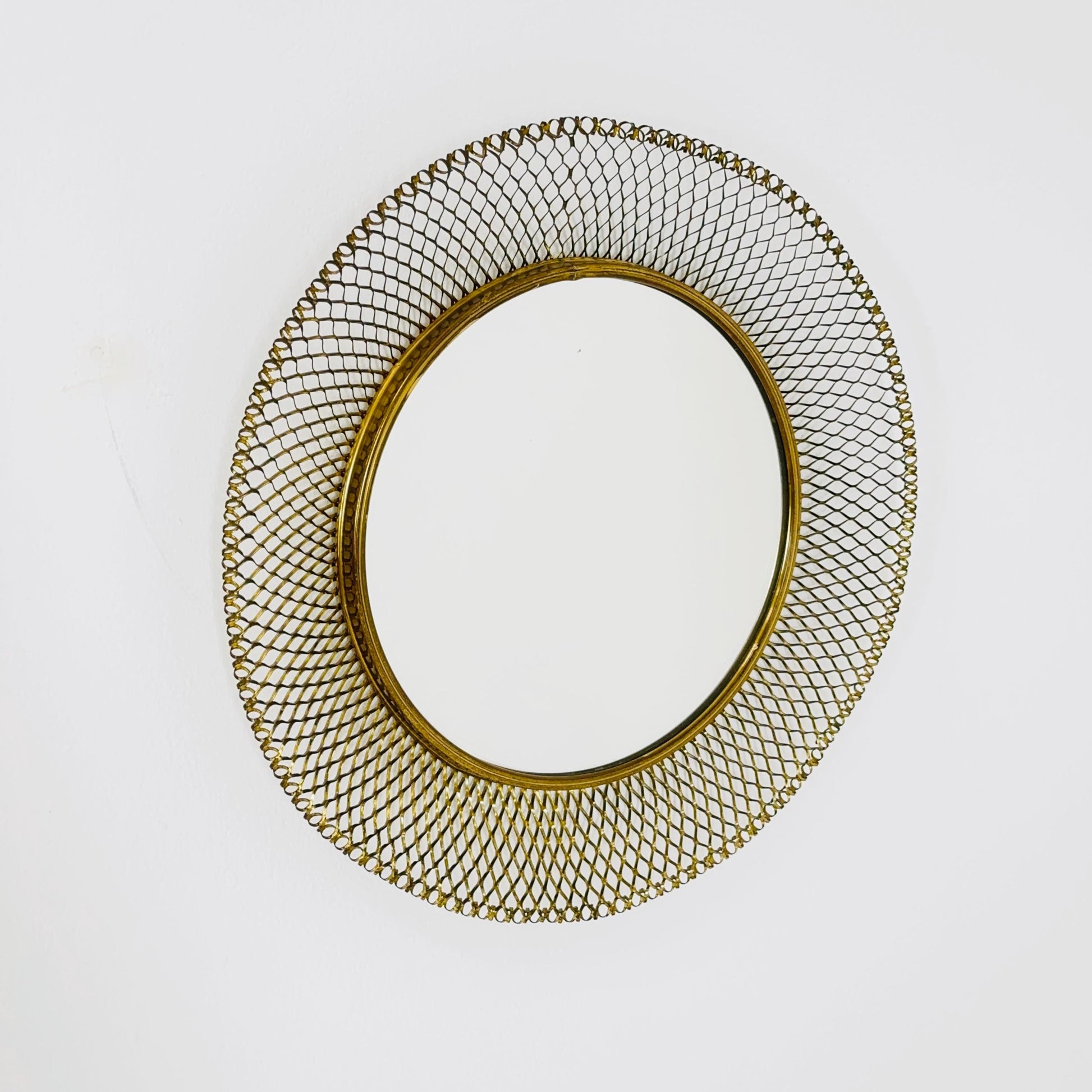 Mid-century wall mirror by Josef Frank Svenskt Tenn, Austria, Sweden, brass, 1950s