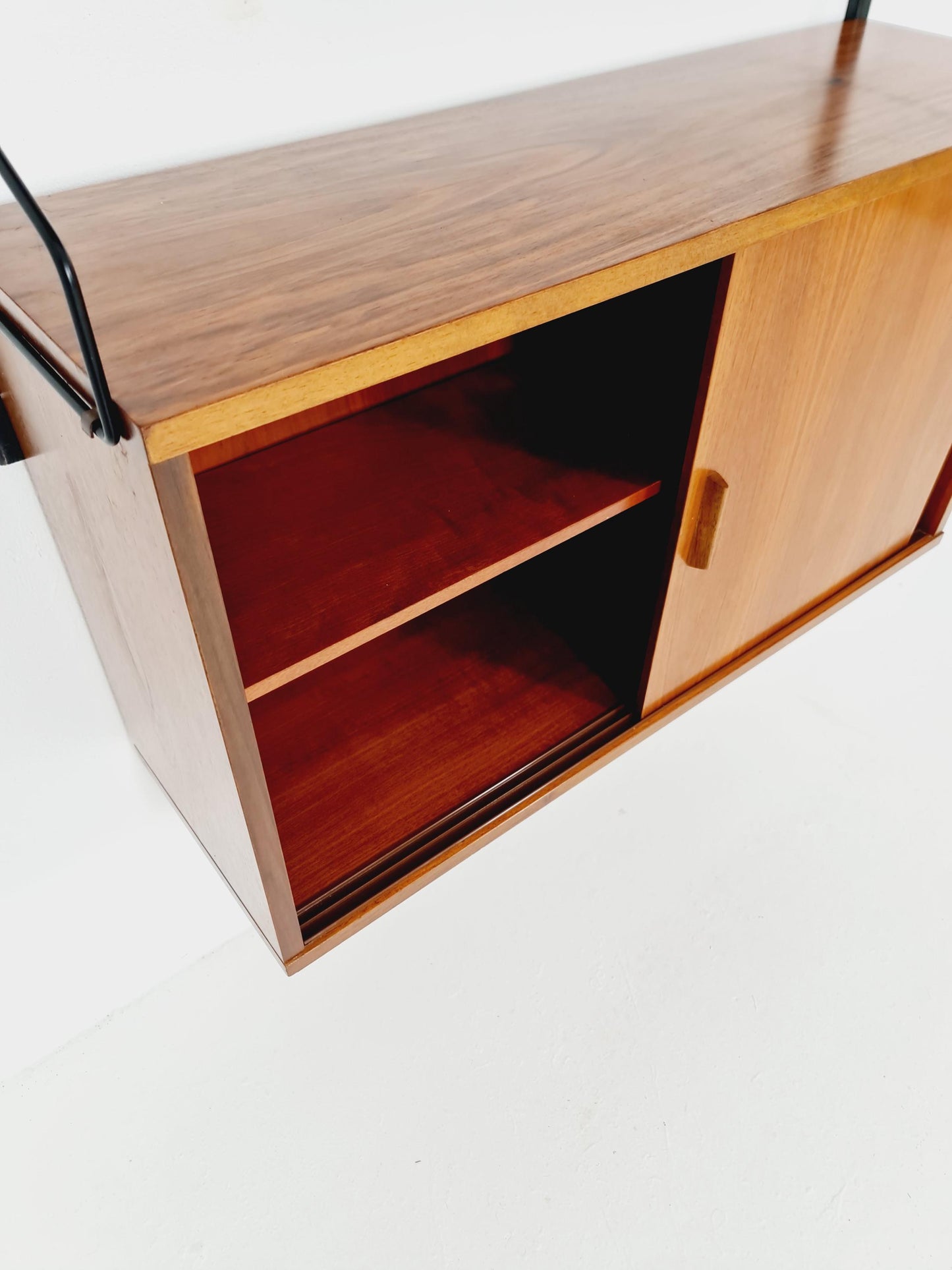 String shelf-system, bookcase with 2 cabinet Walnut Germany, 1950s