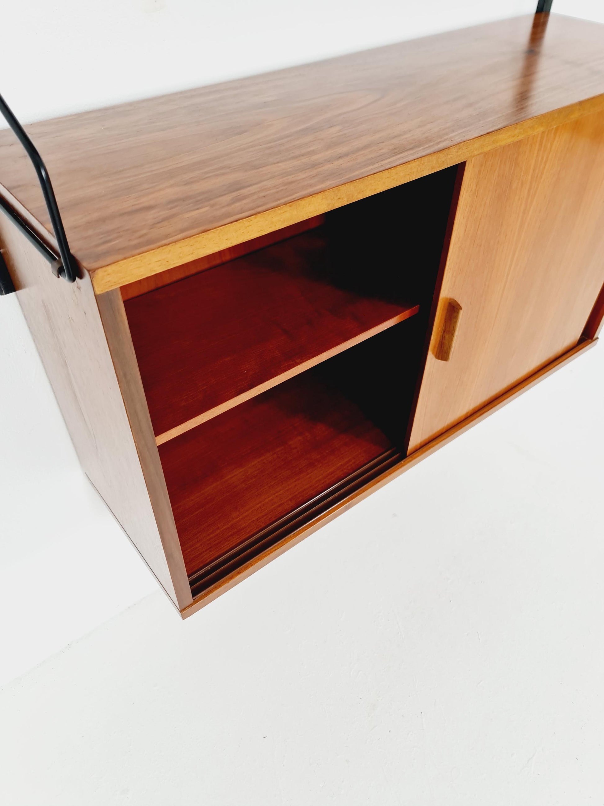 String shelf-system, bookcase with 2 cabinet Walnut Germany, 1950s