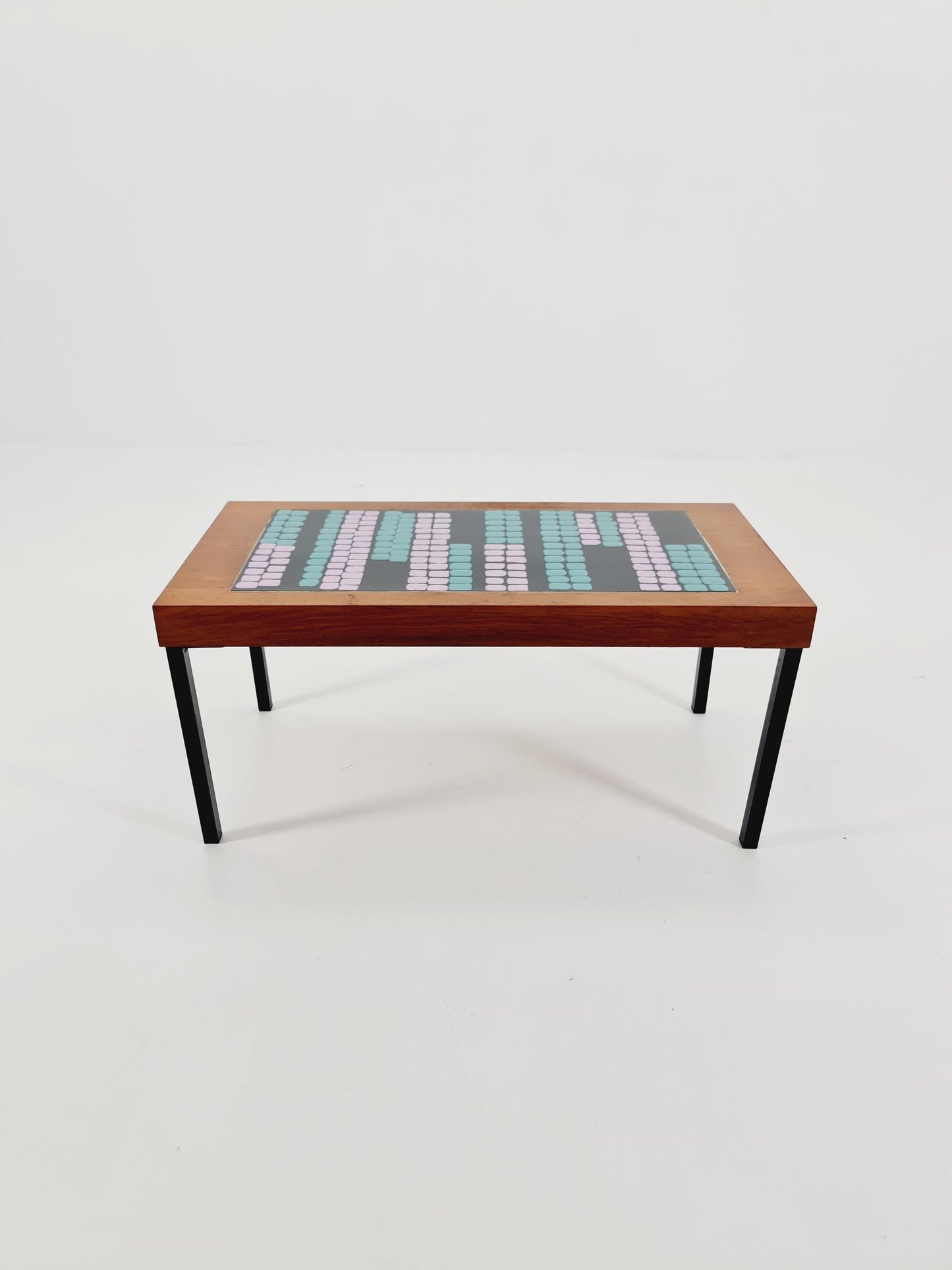 Mid century walnut Ceramic bench West Germany 1970s