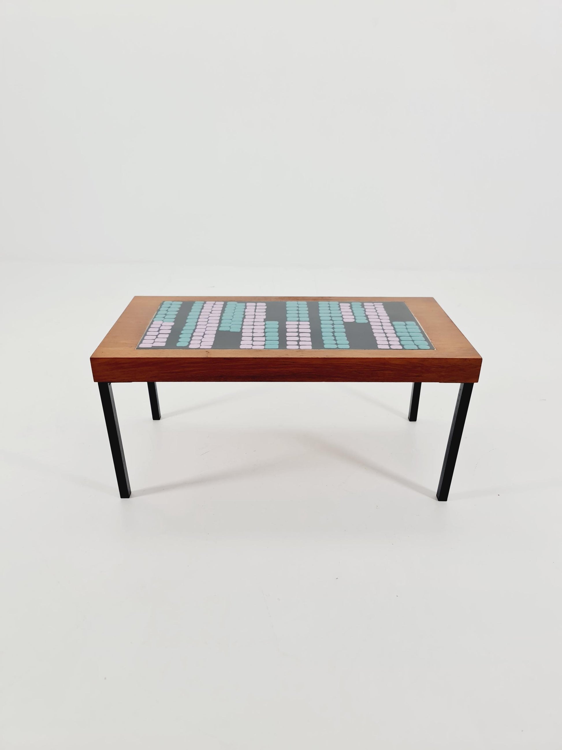 Mid century walnut Ceramic bench West Germany 1970s