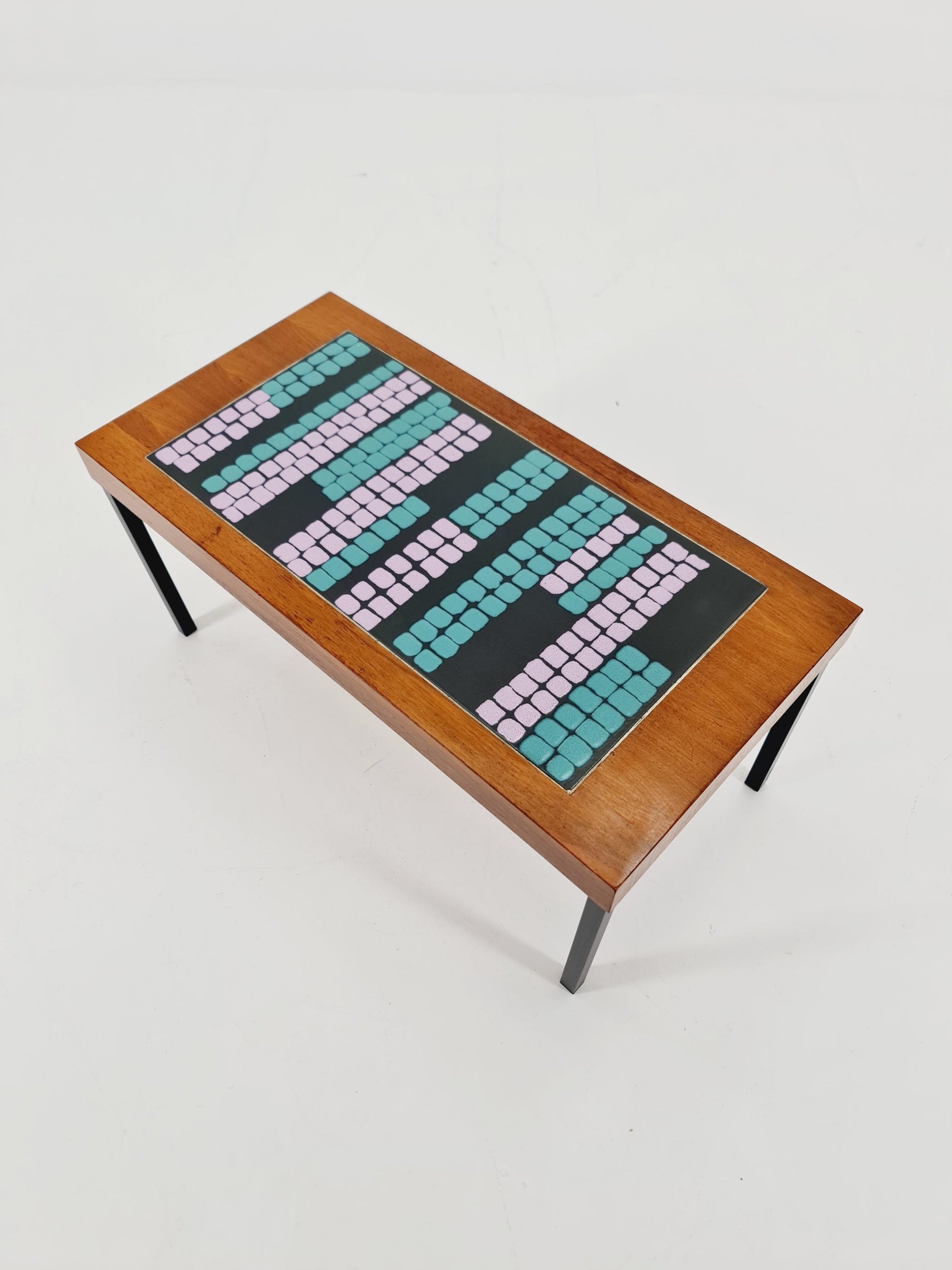 Mid century walnut Ceramic bench West Germany 1970s