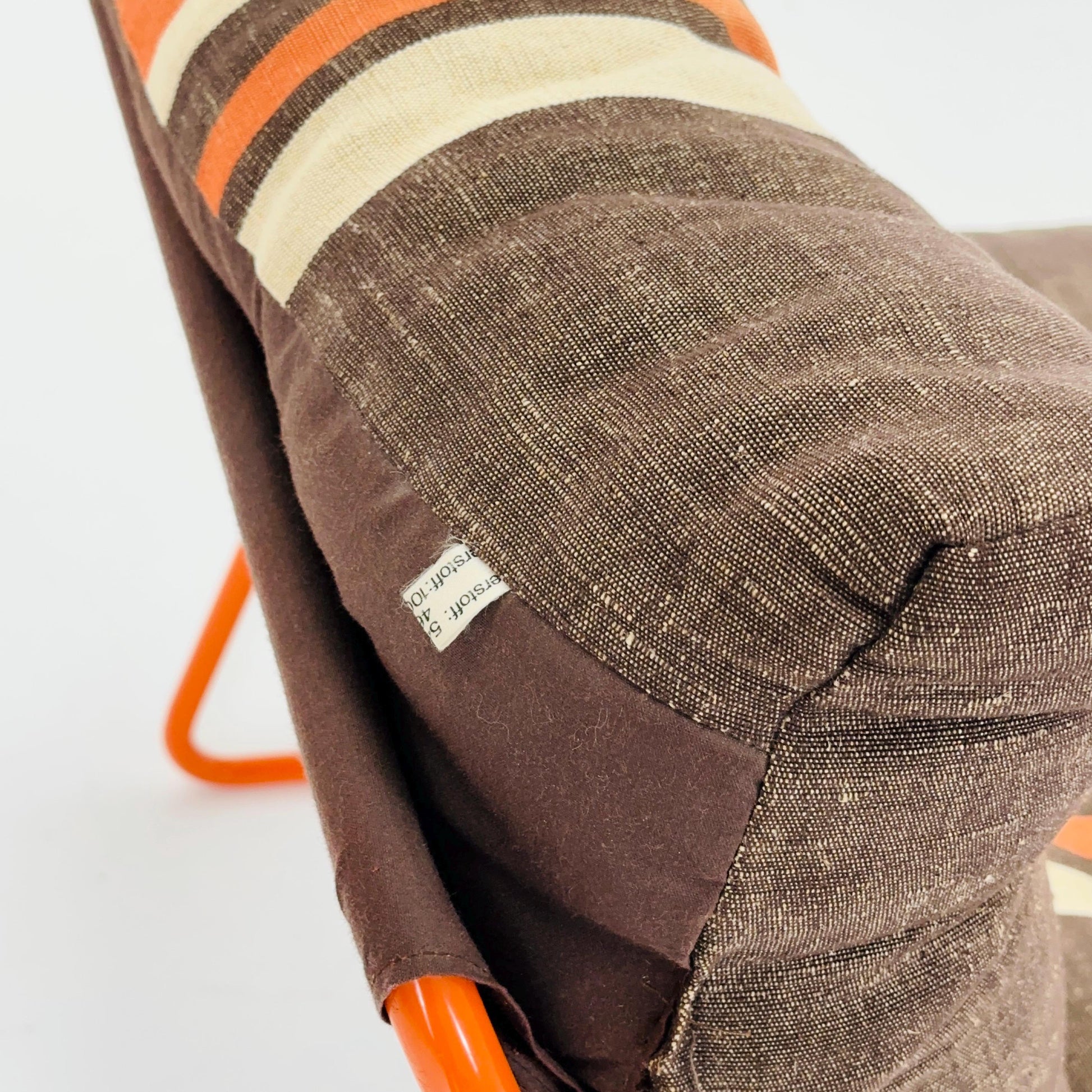 Mid-Century Pixi Lounge Chair by Gillis Lundgren for IKEA, 1970s – Retro Brown & Orange Striped Chair with Tubular Frame