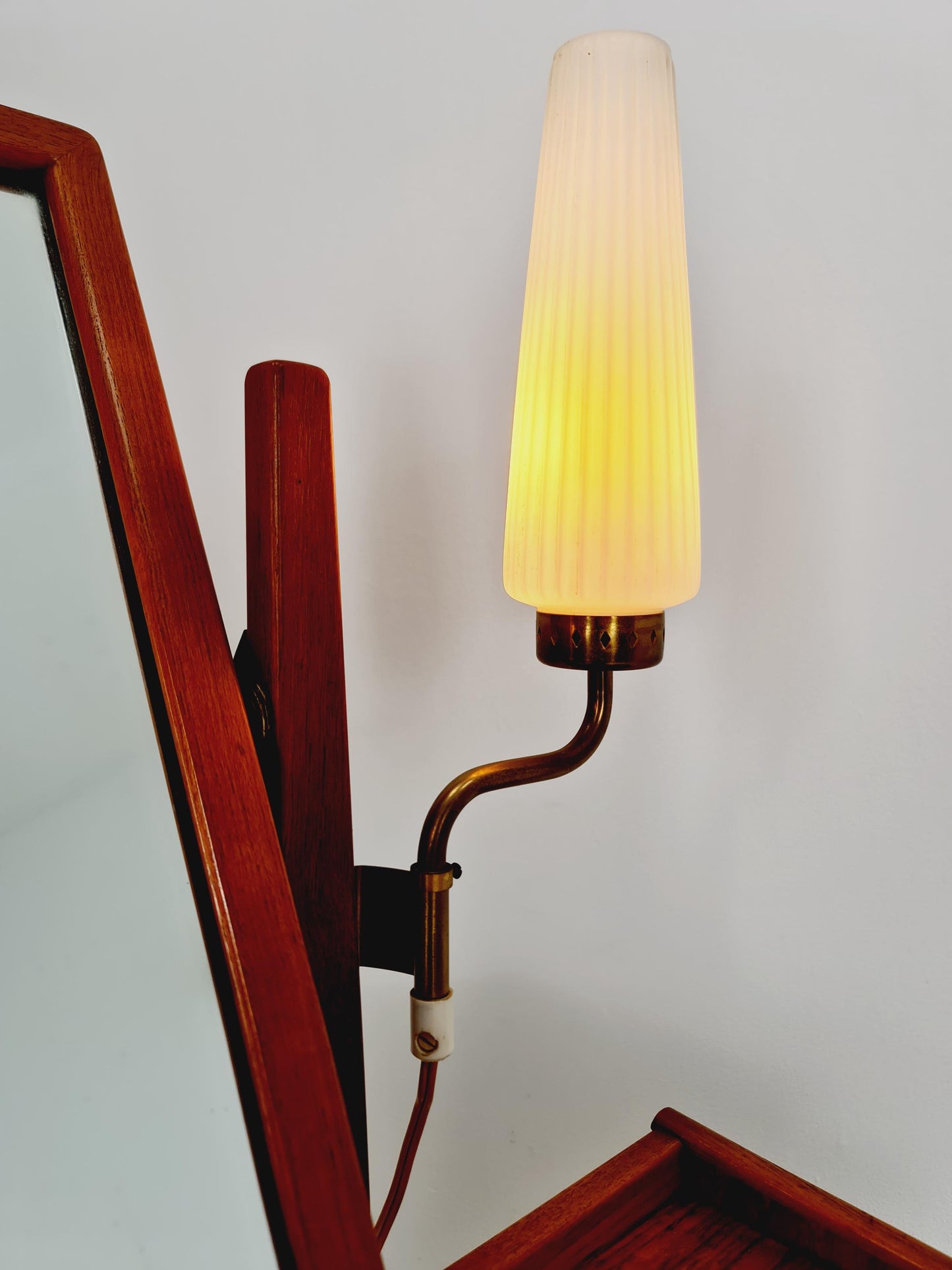 Mid Century Modern Danish Teak vanity table with stool make up table by Fröseke for AB nybrofabriken, 1960s