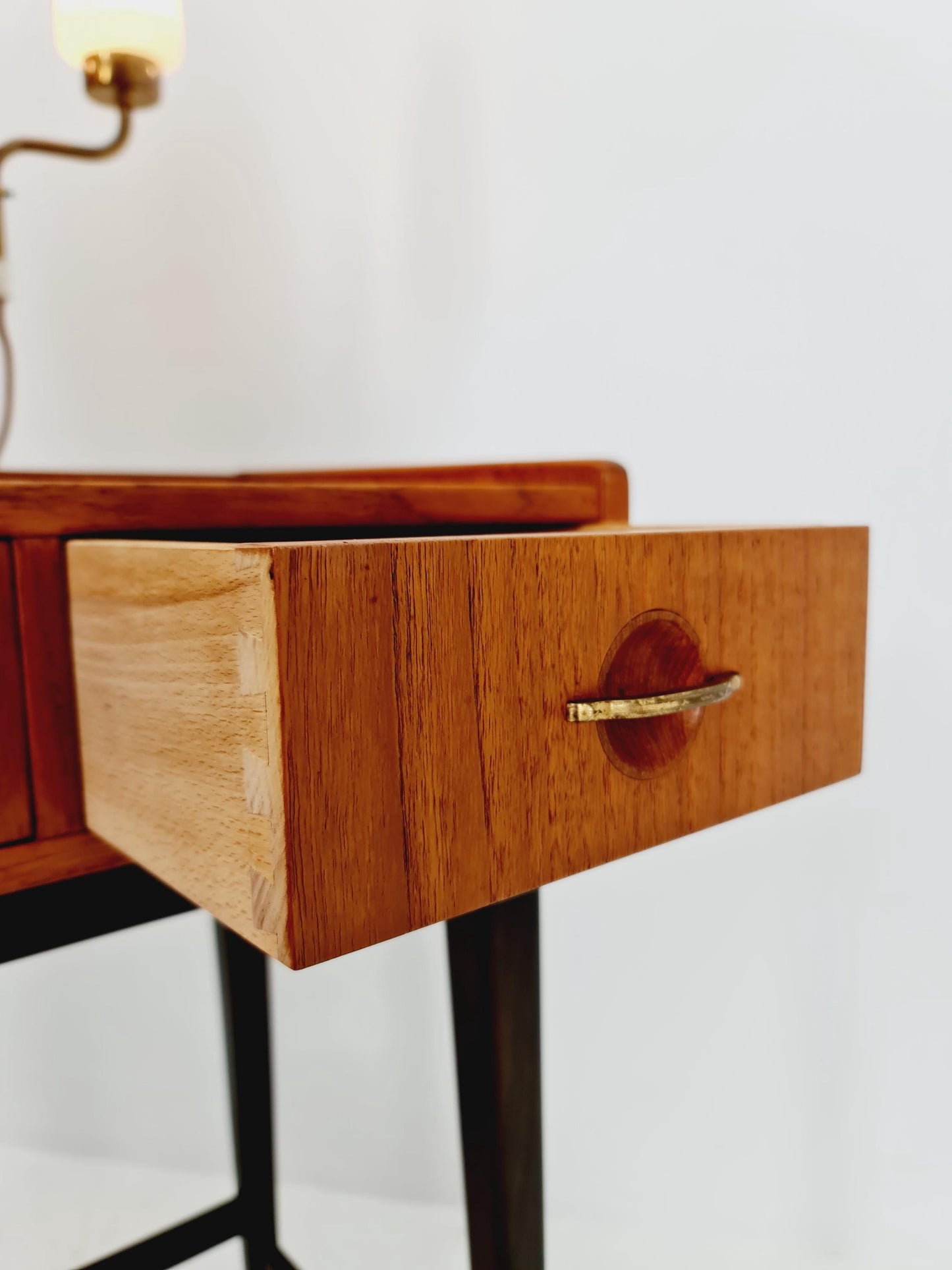 Mid Century Modern Danish Teak vanity table with stool make up table by Fröseke for AB nybrofabriken, 1960s