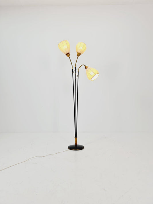 Rare swedish vintage floor lamp in metal & Brass by Möller Armatur Eskilstuna MAE, 1950s