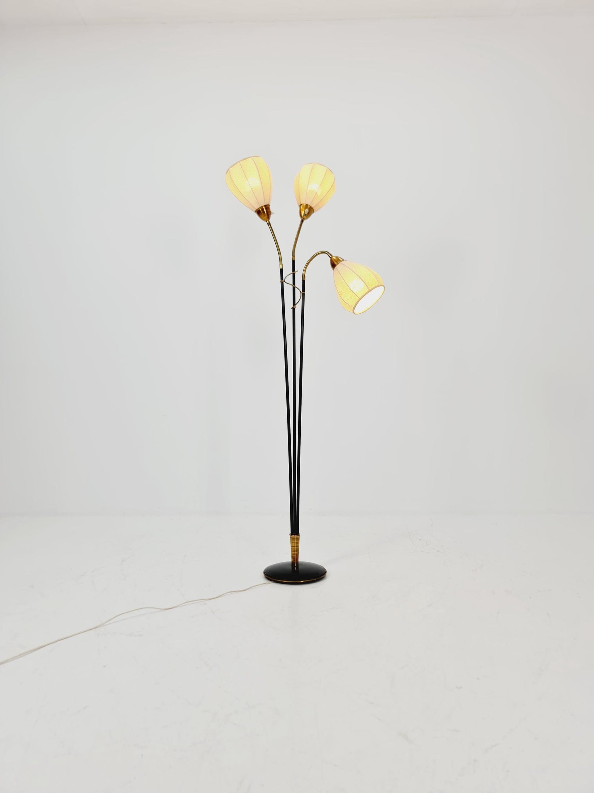 Rare swedish vintage floor lamp in metal & Brass by Möller Armatur Eskilstuna MAE, 1950s