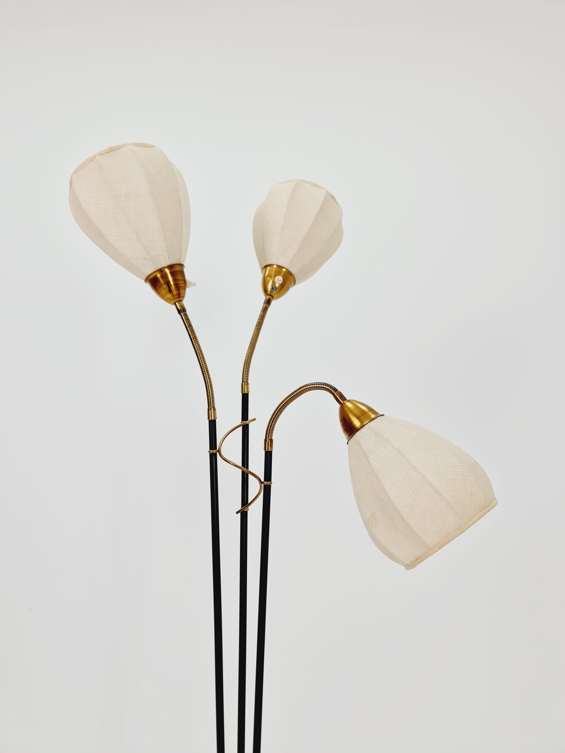 Rare swedish vintage floor lamp in metal & Brass by Möller Armatur Eskilstuna MAE, 1950s