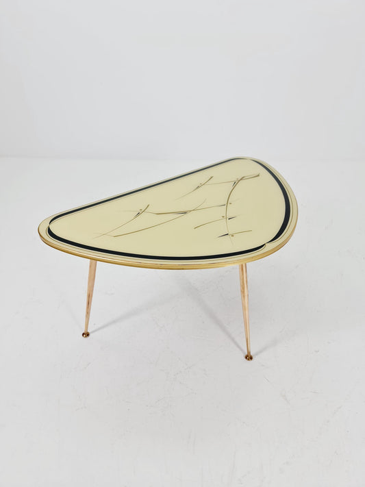 German Mid-Century Tripod Glass & Brass Coffee Table BY Ilse Möbel 1950s