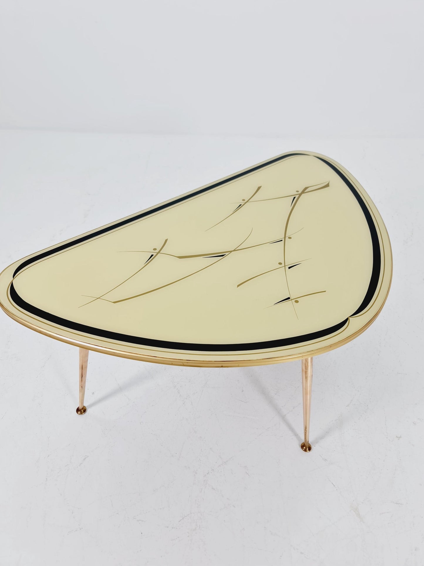 German Mid-Century Tripod Glass & Brass Coffee Table BY Ilse Möbel 1950s