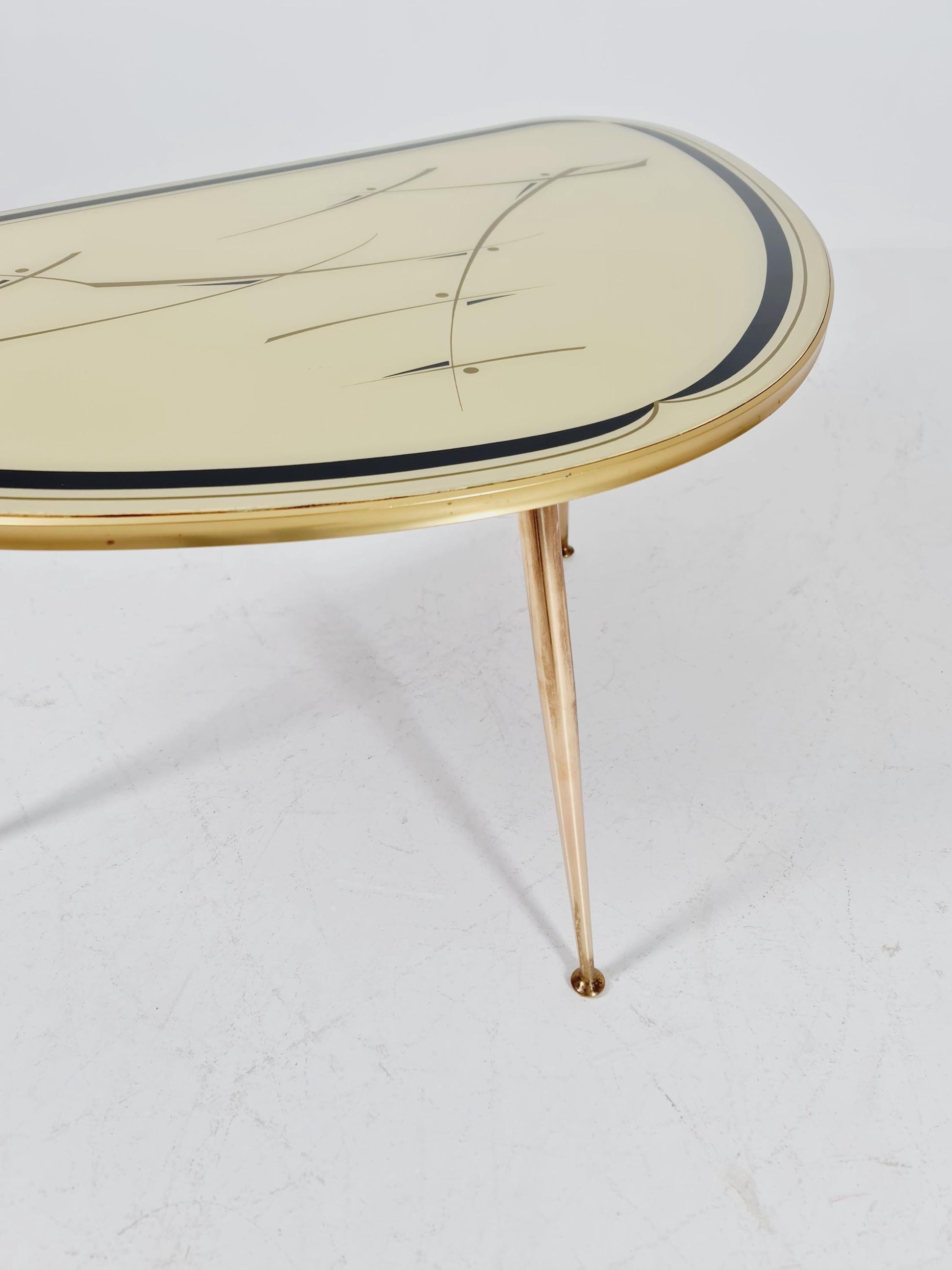 German Mid-Century Tripod Glass & Brass Coffee Table BY Ilse Möbel 1950s