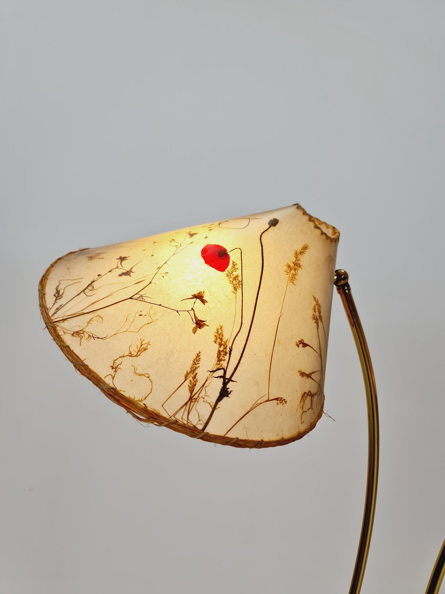 German Modern flex arms brass floor lamp, tütenlampe, 1950s