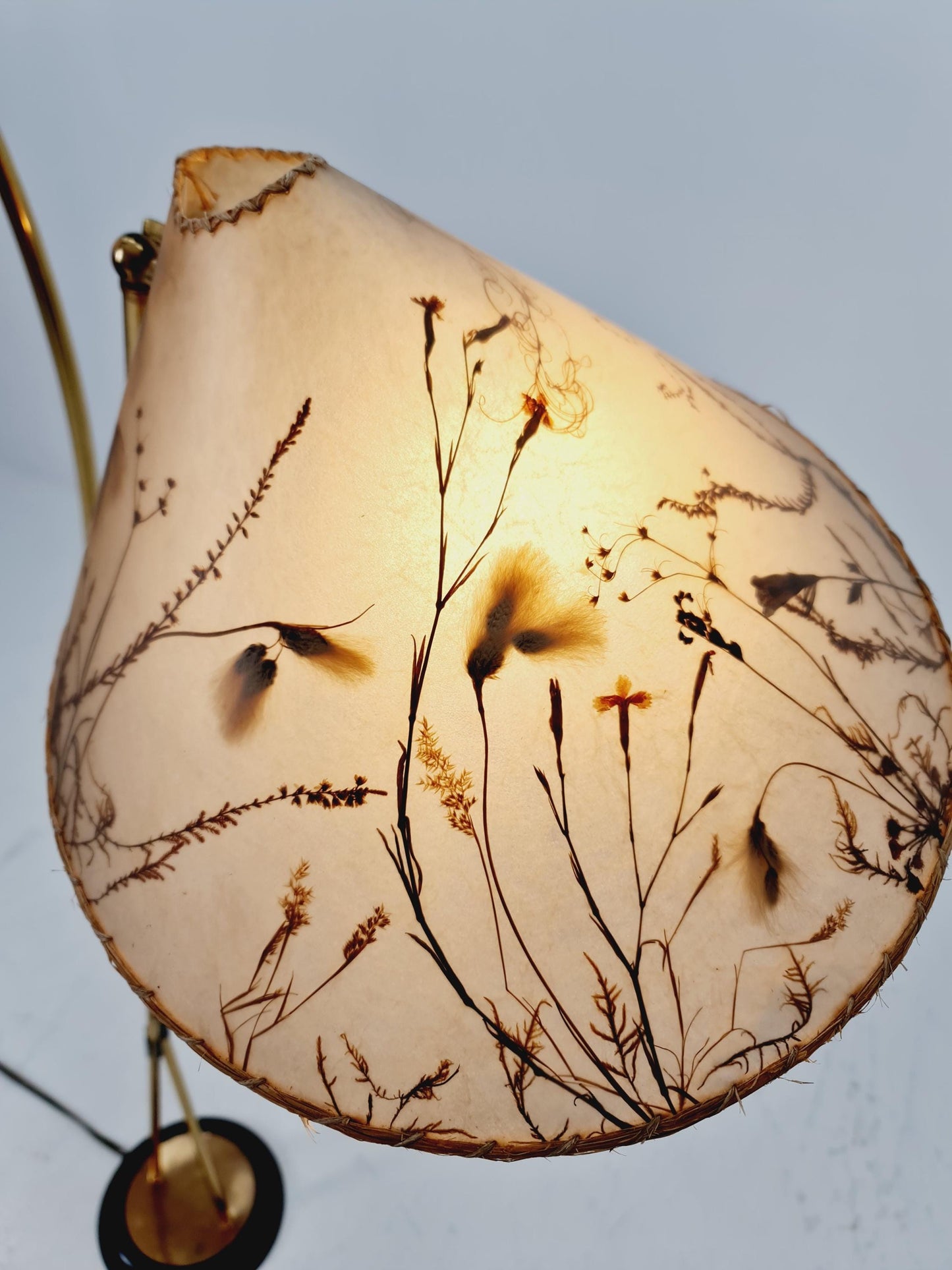 German Modern flex arms brass floor lamp, tütenlampe, 1950s
