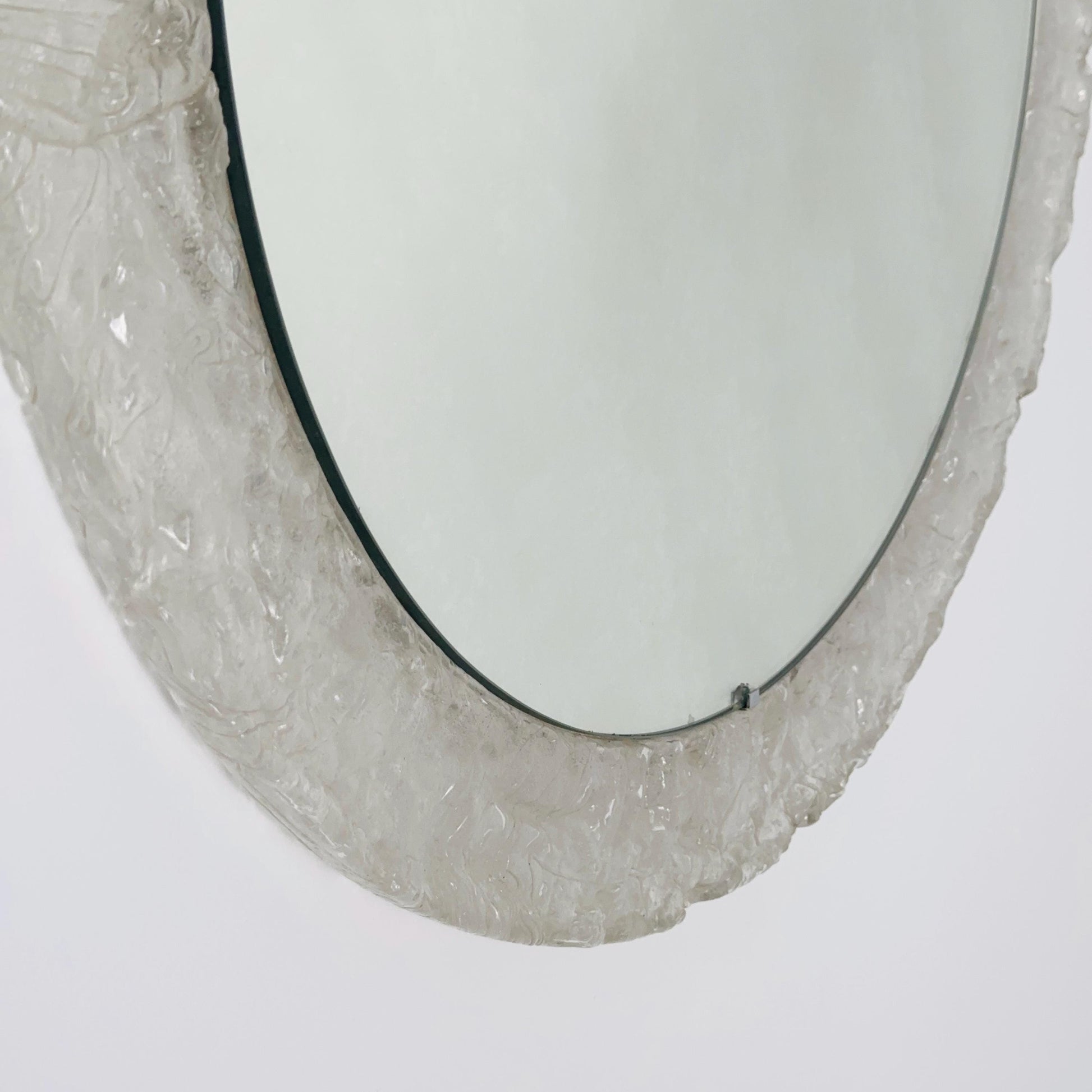 Mid-Century ice glass round large mirror by Em Germany 1960s