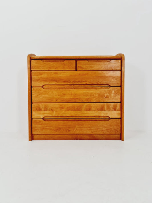 Midcentury danish design chest of drawers Elm Wood 1970s
