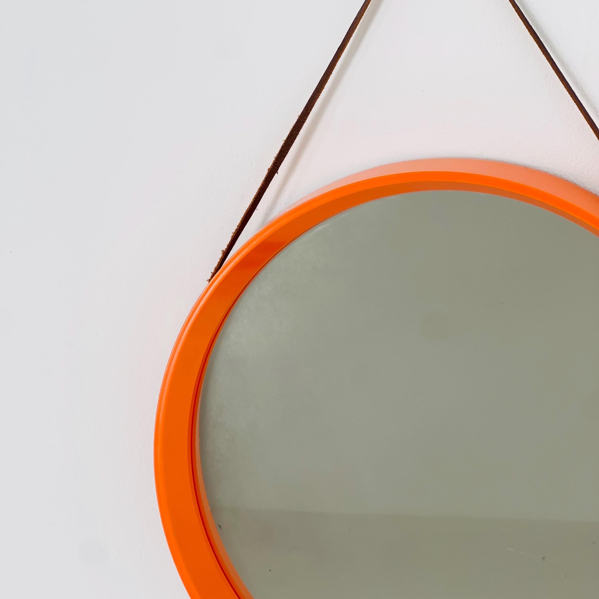 Mid Century Vintage Space Age Orange Mirror –for Termotex Denmark, 1970s