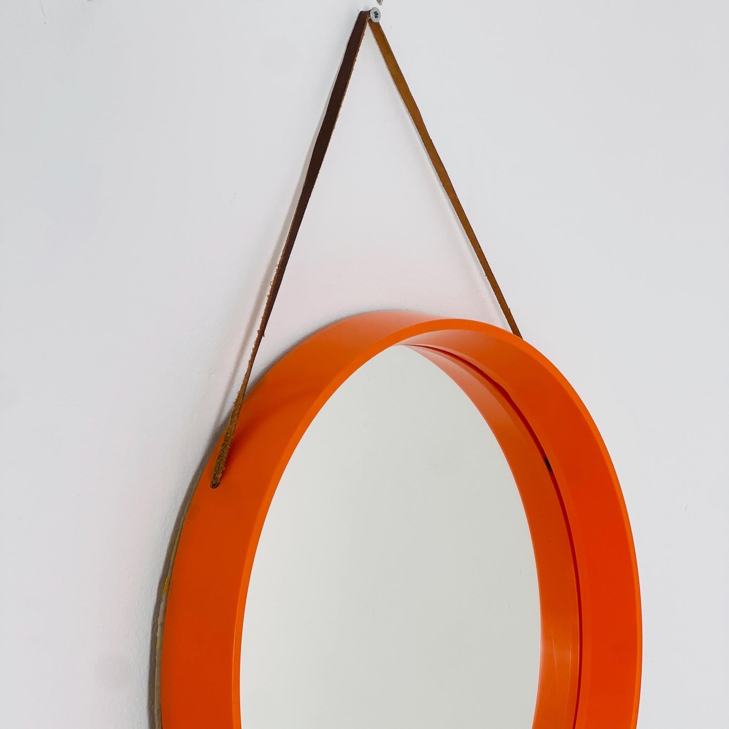 Mid Century Vintage Space Age Orange Mirror –for Termotex Denmark, 1970s