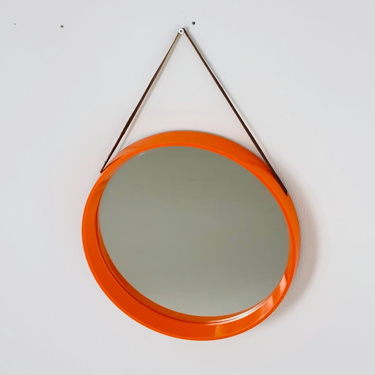 Mid Century Vintage Space Age Orange Mirror –for Termotex Denmark, 1970s