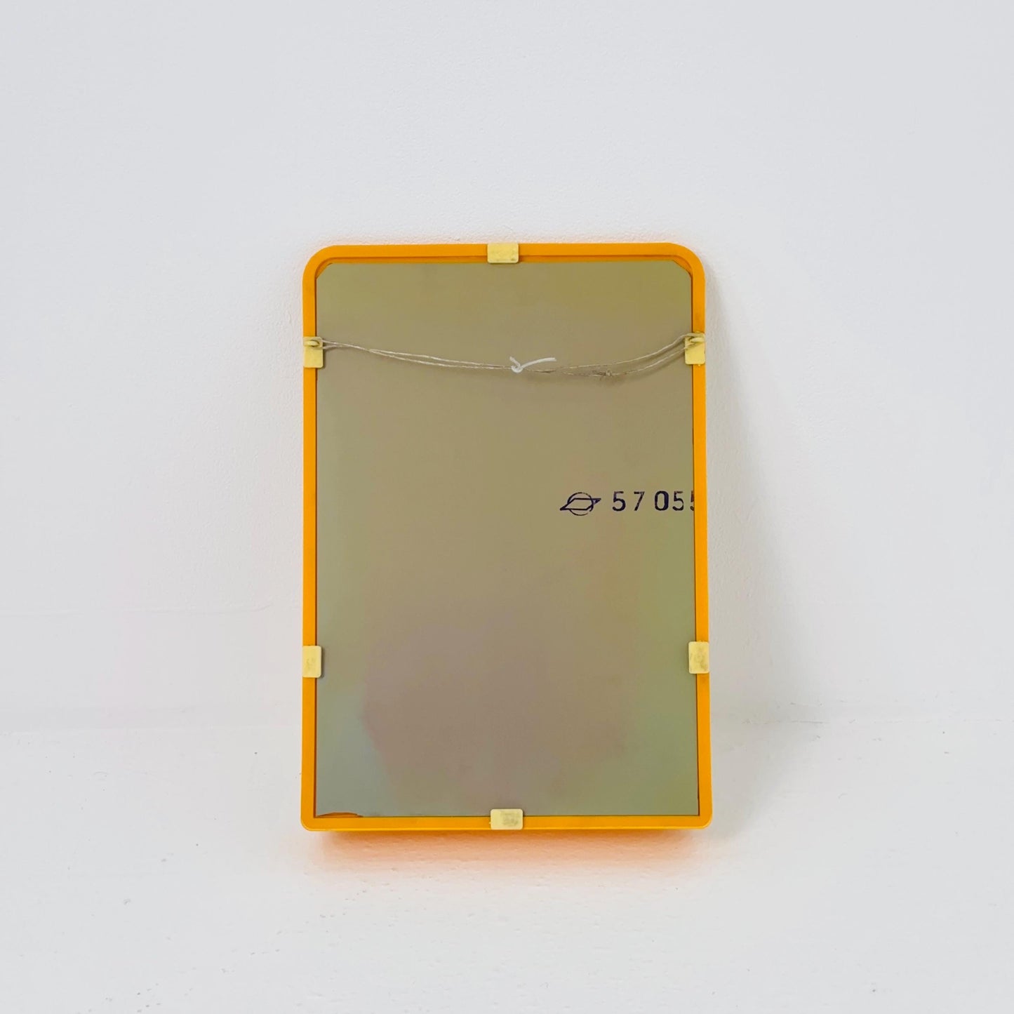 Mid Century Modern Wall Mirror with Shelf – Space Age Yellow Plastic Frame, 70s Germany