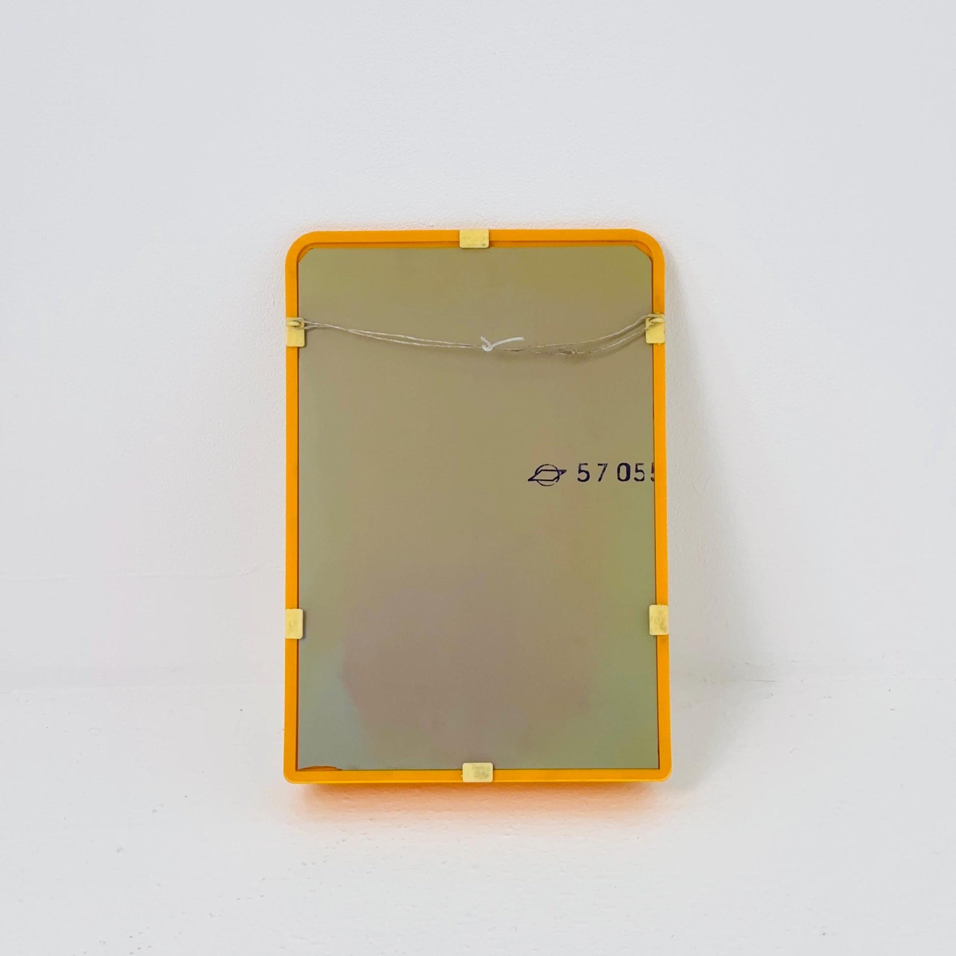Mid Century Modern Wall Mirror with Shelf – Space Age Yellow Plastic Frame, 70s Germany