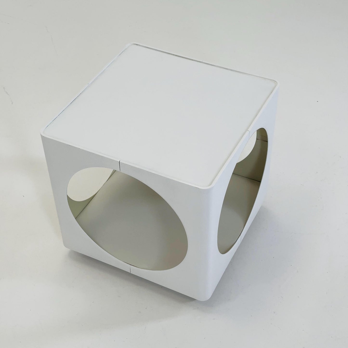 Mid century Cubic space age white coffee club table 1970s Germany