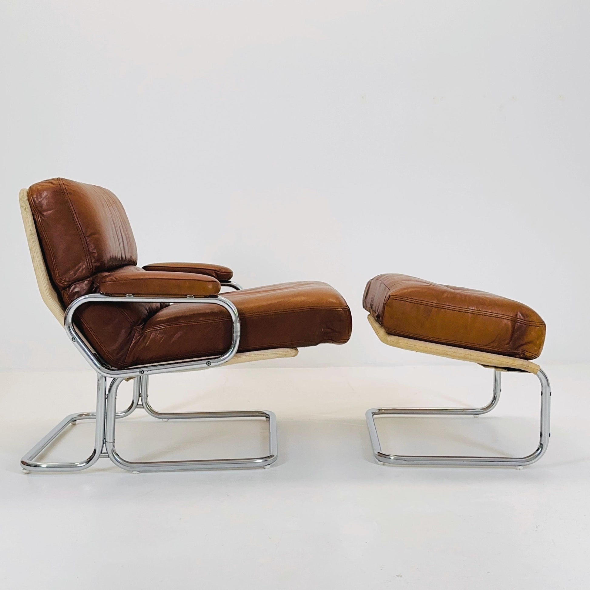 Mid century rare Lounge chair and ottoman by Rolf Benz Germany 1980s