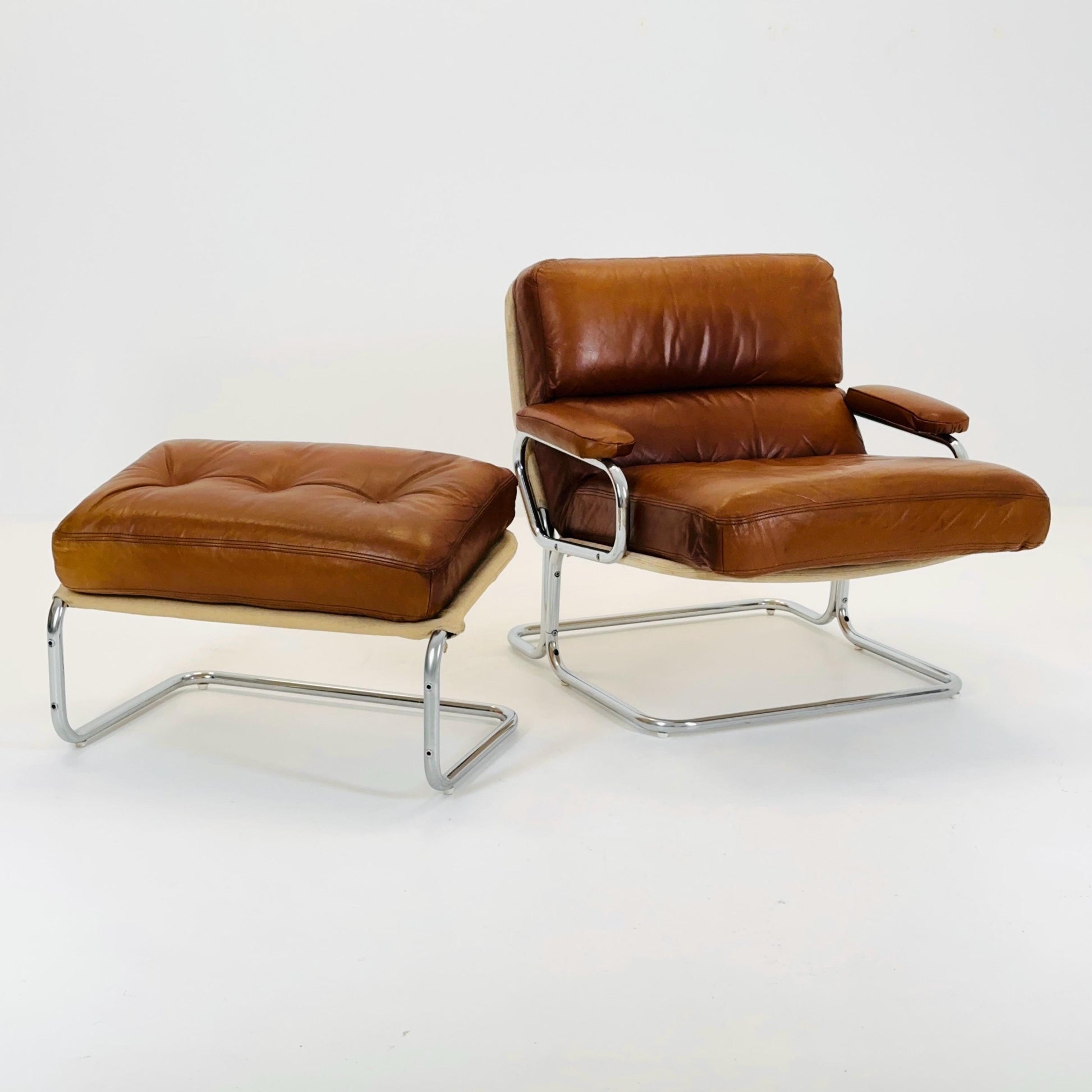 Mid century rare Lounge chair and ottoman by Rolf Benz Germany 1980s