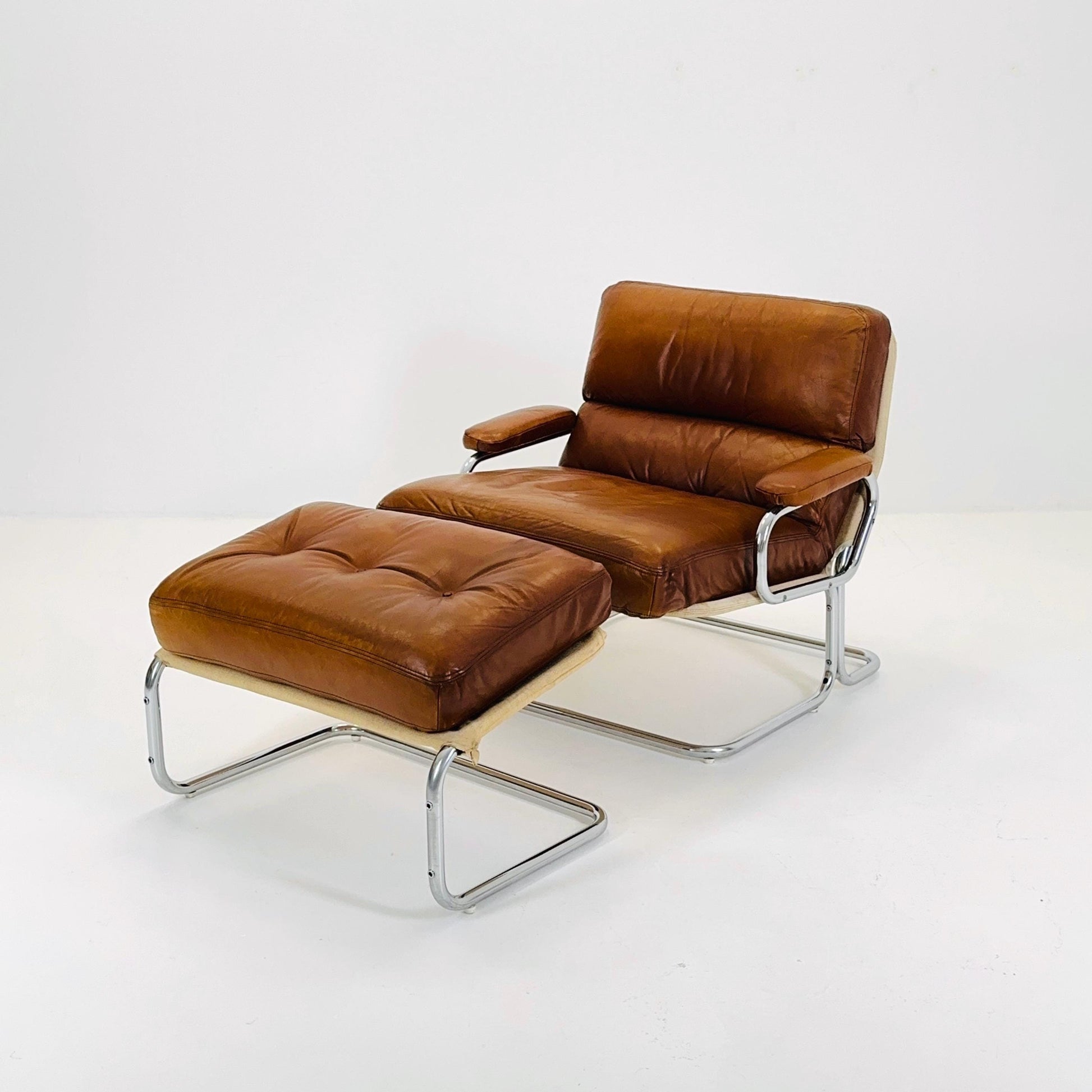 Mid century rare Lounge chair and ottoman by Rolf Benz Germany 1980s