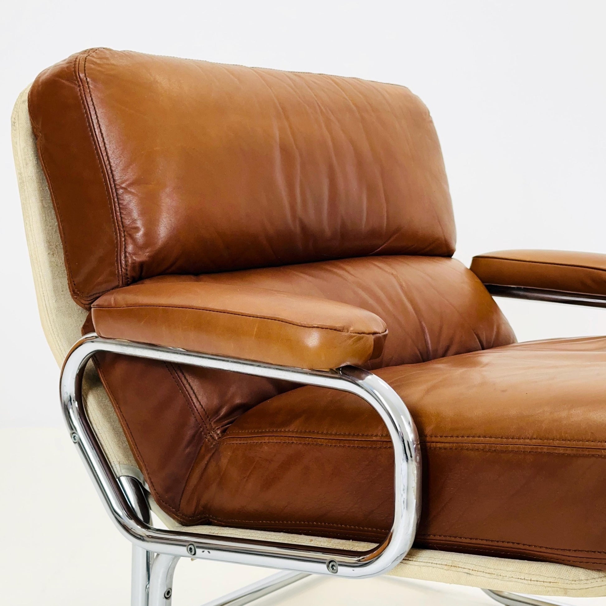 Mid century rare Lounge chair and ottoman by Rolf Benz Germany 1980s