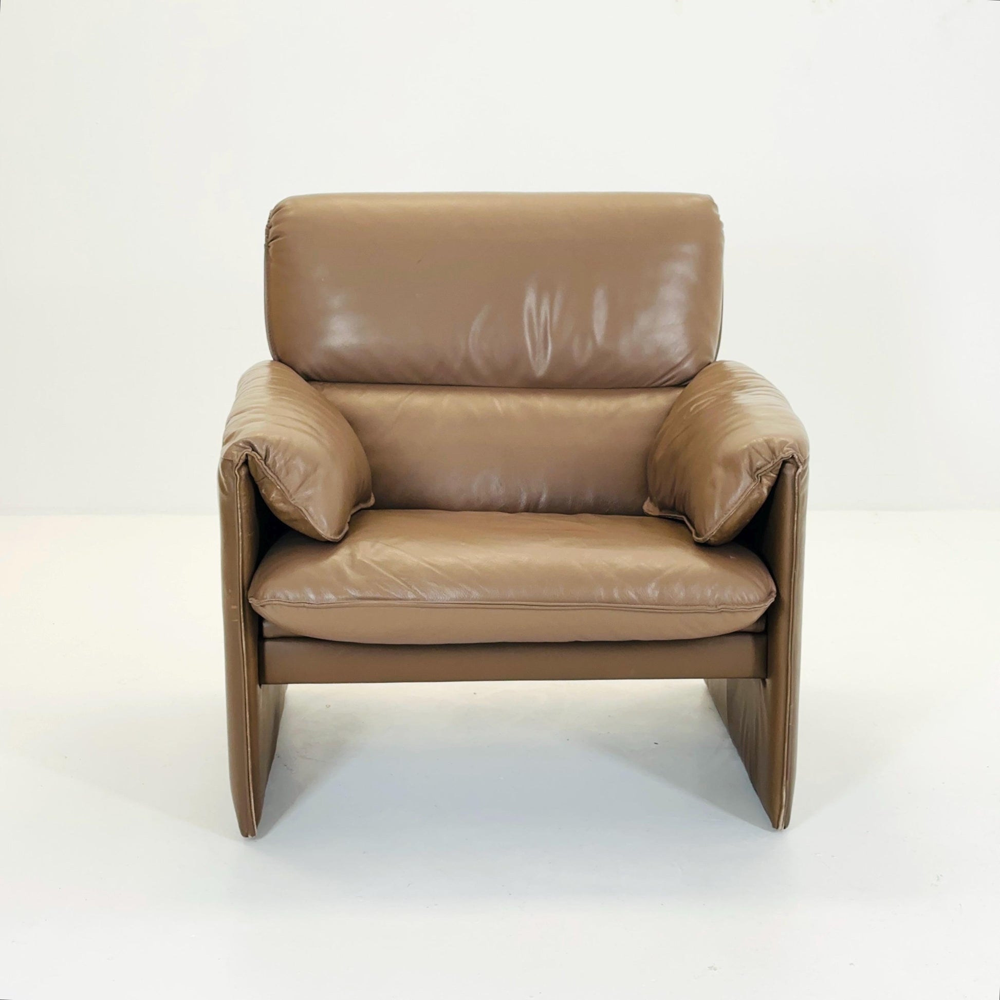 Mid Century Modern Bora Armchair in Cappuccino Leather by Alex Enthoven, for Leolux 1980s Netherlands