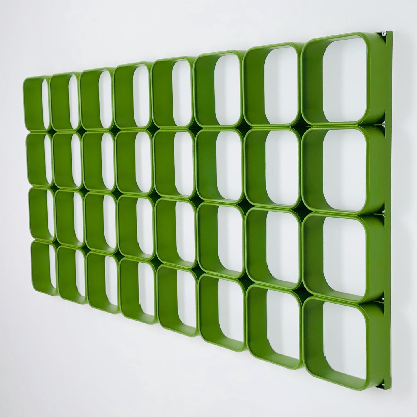 Set of 2 space age green square Plastic Wall or Ceiling Panels system Switzerland 1970s
