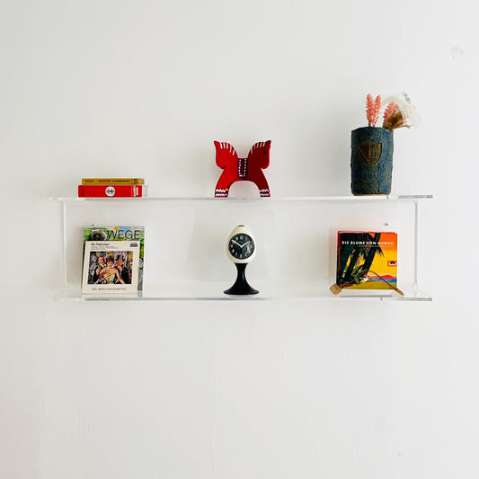 1 of 2 Space Age Plexiglass Wall Shelf — Large Transparent Acrylic Display Vintage 1970s Italy