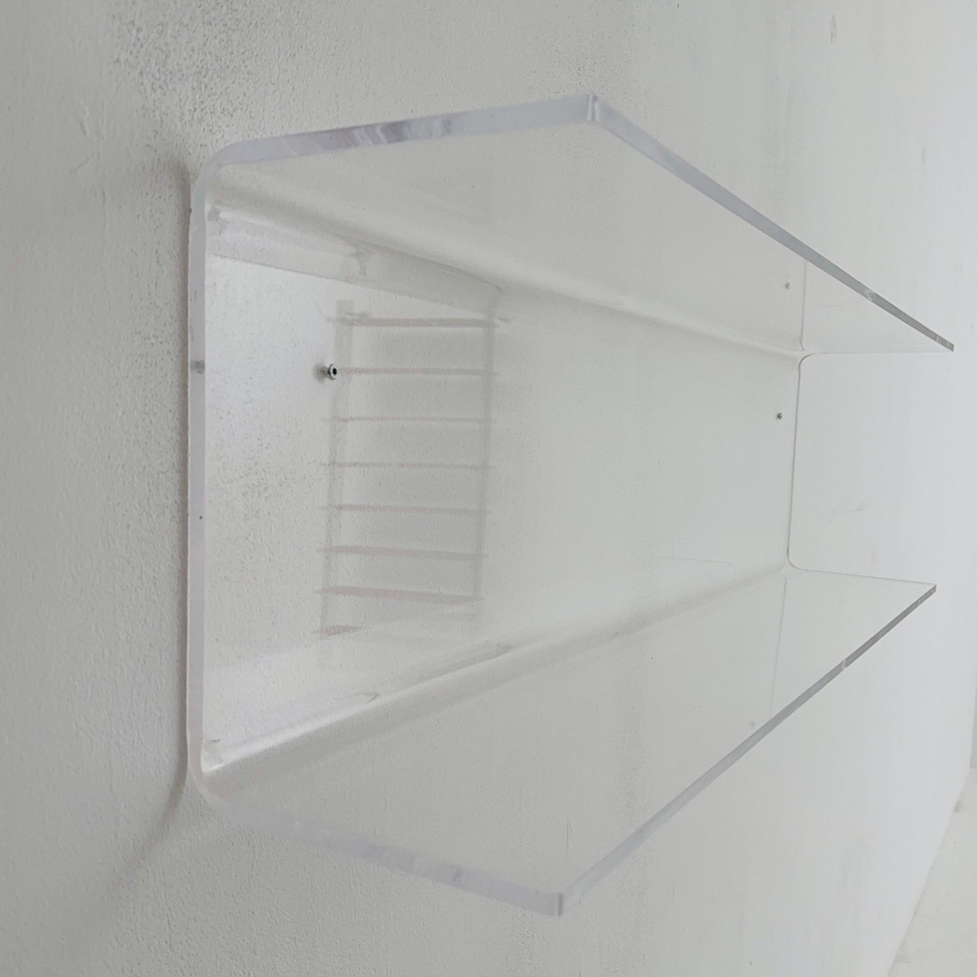 1 of 2 Space Age Plexiglass Wall Shelf — Large Transparent Acrylic Display Vintage 1970s Italy