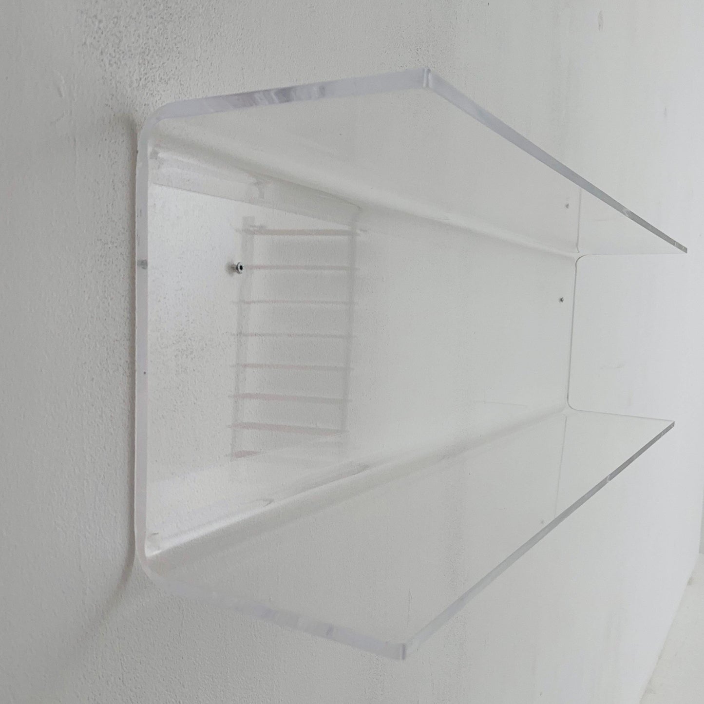 1 of 2 Space Age Plexiglass Wall Shelf — Large Transparent Acrylic Display Vintage 1970s Italy