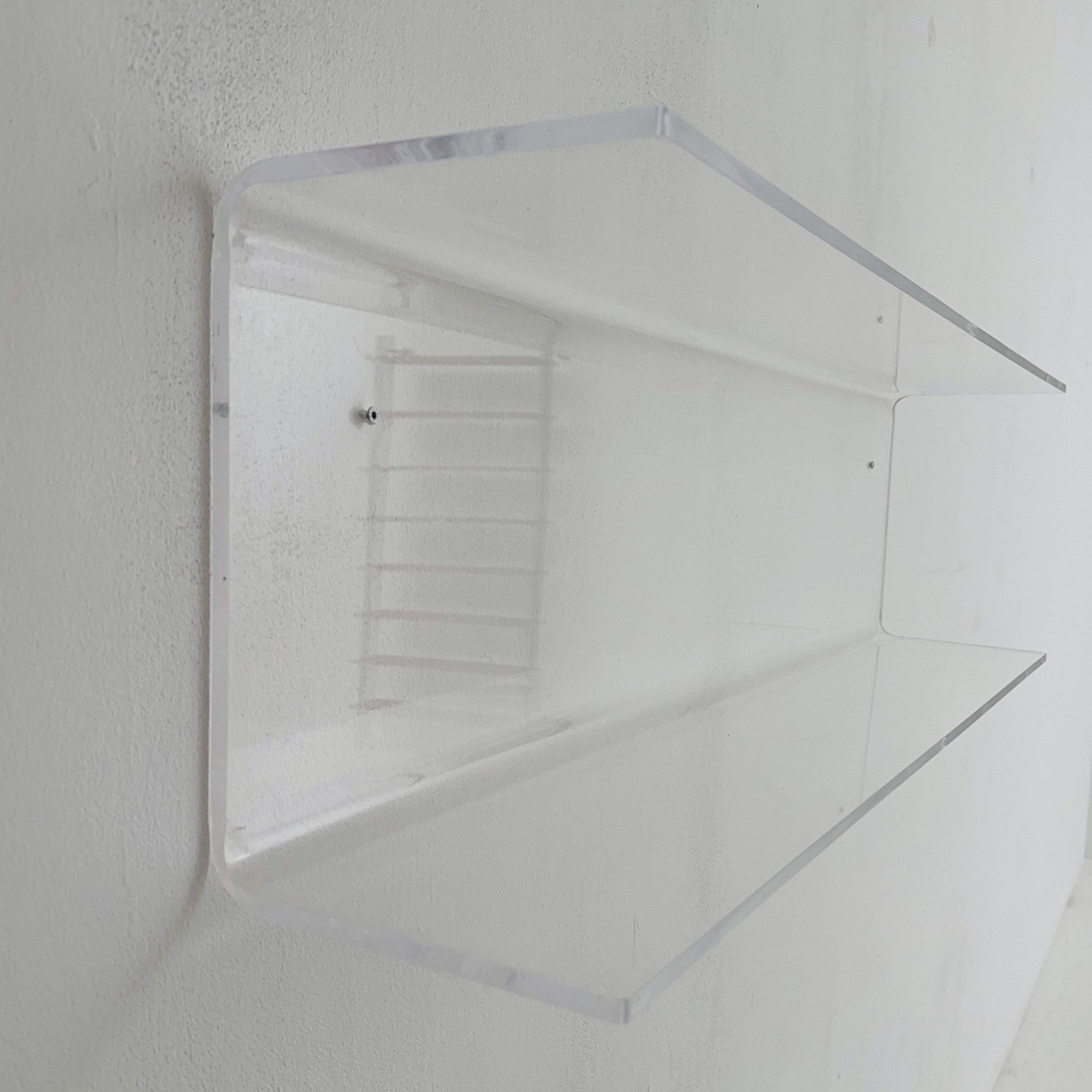 1 of 2 Space Age Plexiglass Wall Shelf — Large Transparent Acrylic Display Vintage 1970s Italy