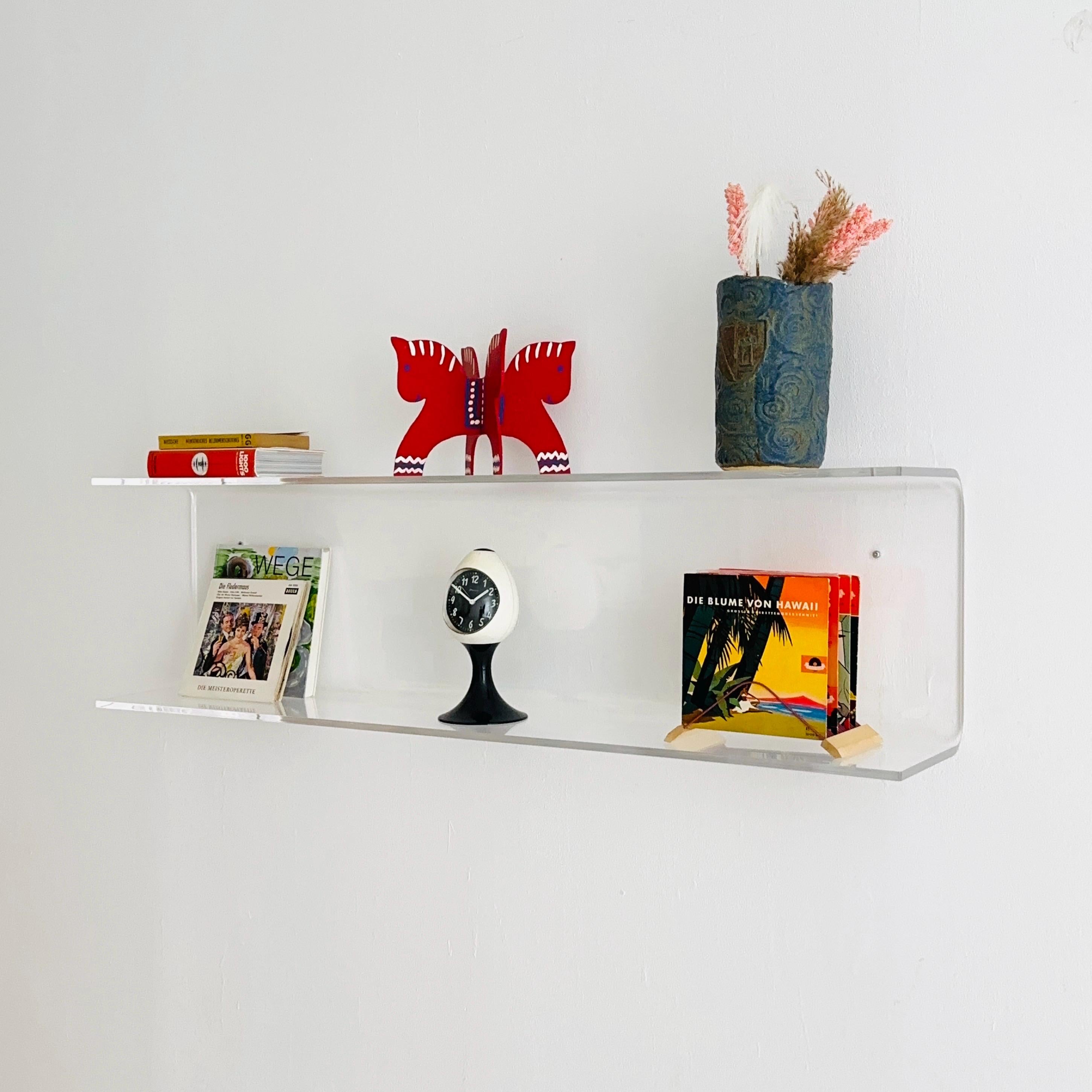 1 of 2 Space Age Plexiglass Wall Shelf — Large Transparent Acrylic