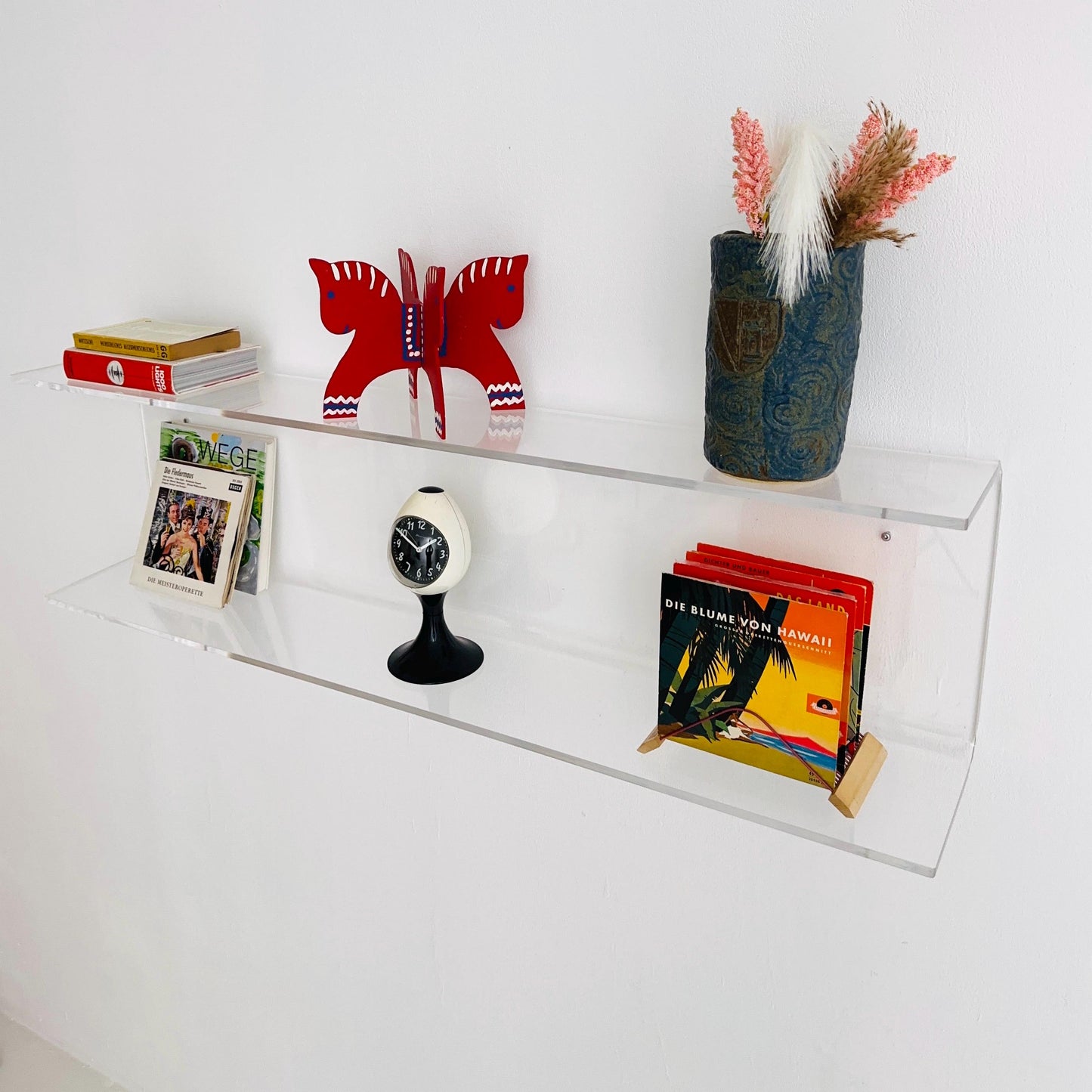 1 of 2 Space Age Plexiglass Wall Shelf — Large Transparent Acrylic Display Vintage 1970s Italy